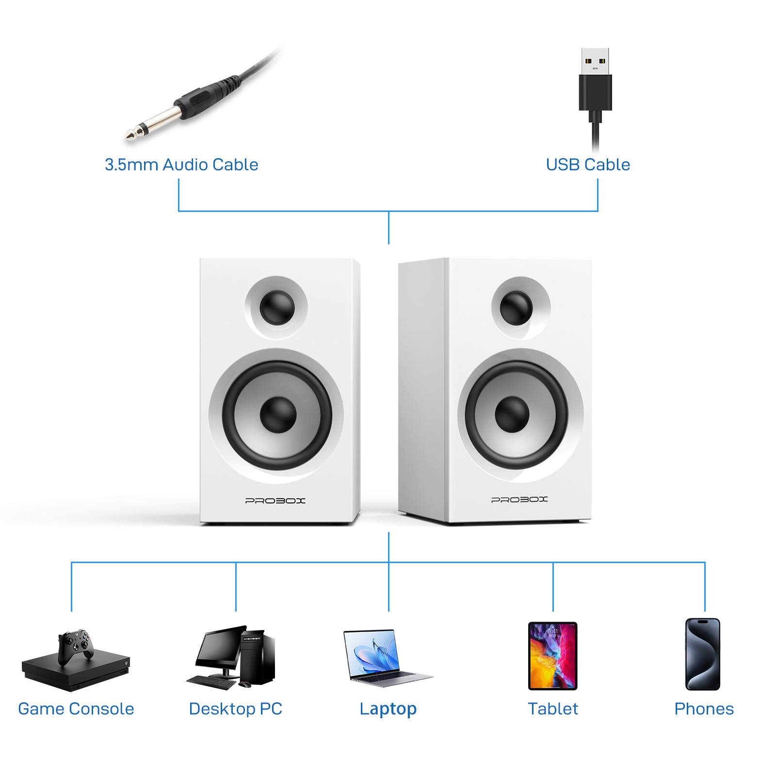 BT16 Active Bookshelf Speakers with 3.5