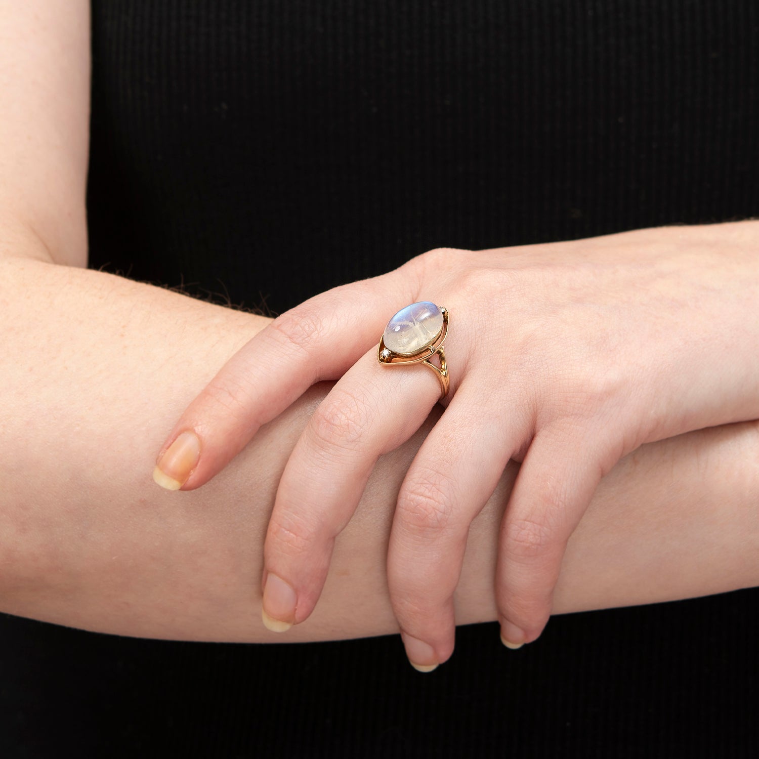 12K Rose Gold Moonstone & Diamond Ring for Women - Elegant Handmade Jewelry Gift for Wedding, Anniversary & Special Occasions
