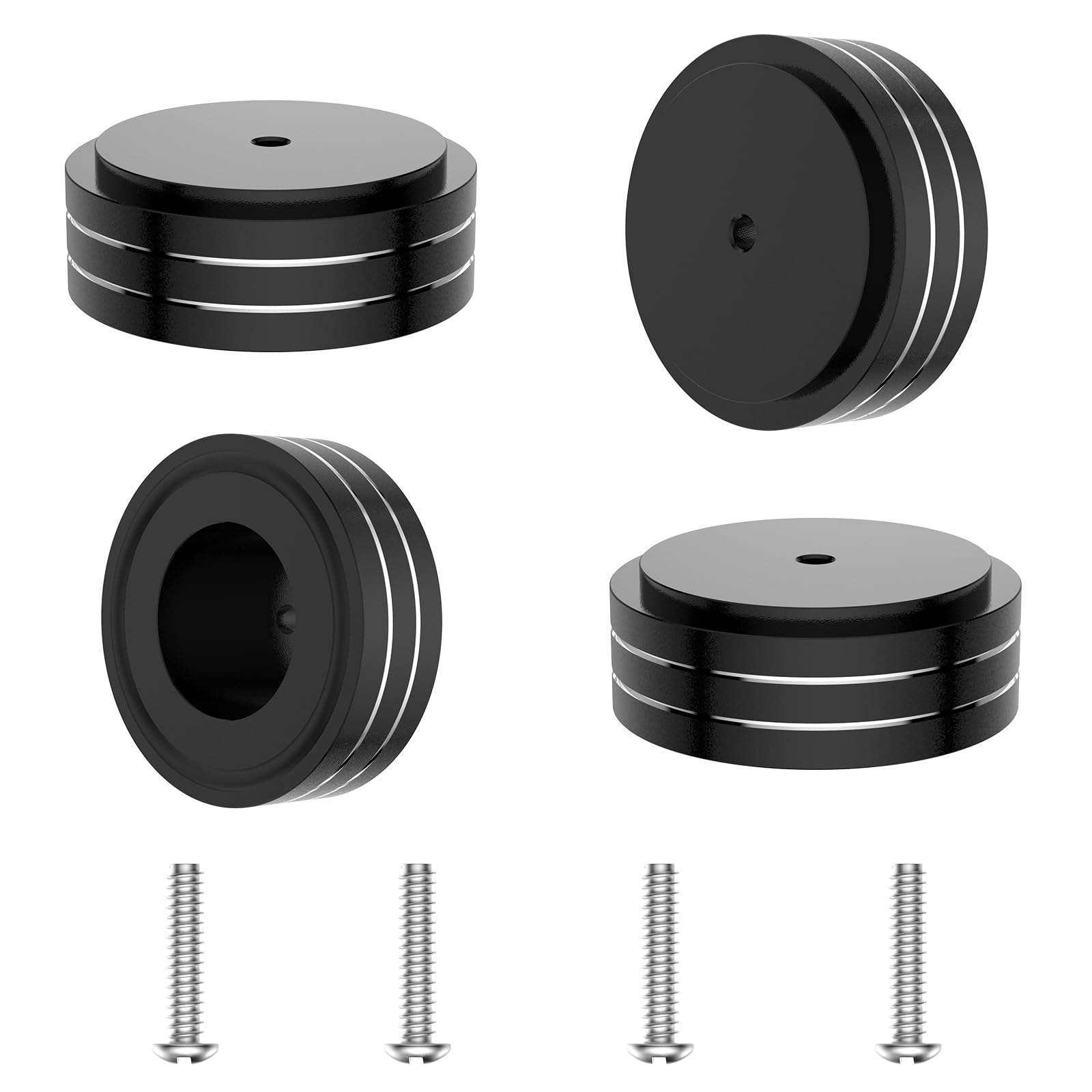 Tertullus 4 Pcs HiFi Speaker Feet - 58x22mm Aluminum Speaker Spikes & Isolation Pads for Amplifier, Turntable, Audio Player - Enhance Sound Quality for Home Theater & Studio Setup