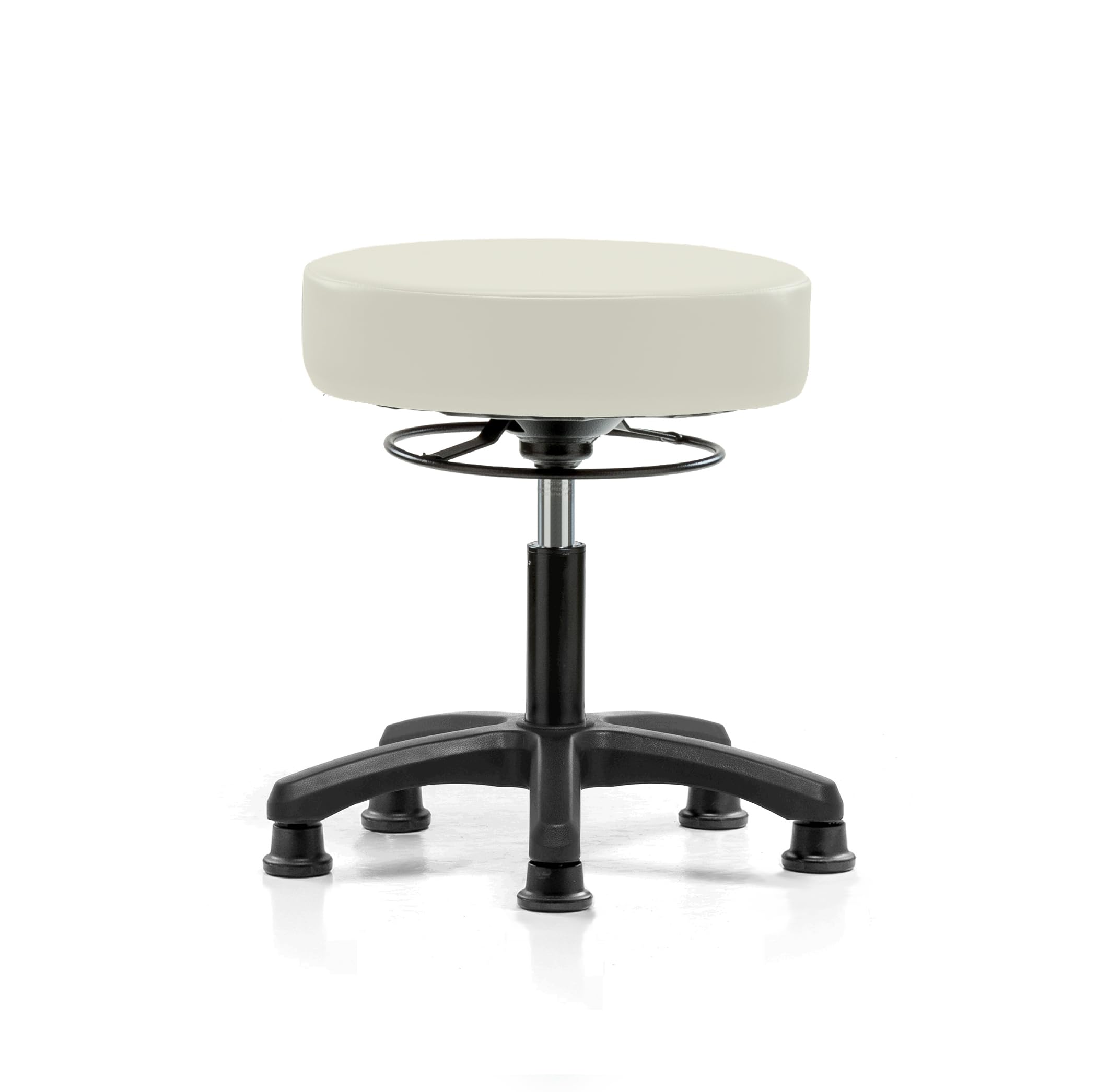 Perch Life Height Adjustable Stool with Stationary Caps - 18-23 Inch Adjustable Desk Stool, 250 lb Weight Capacity - Off-White Vinyl Upholstery | Perfect for Home Office, Kitchen Counter, or Standing Desk Workstation