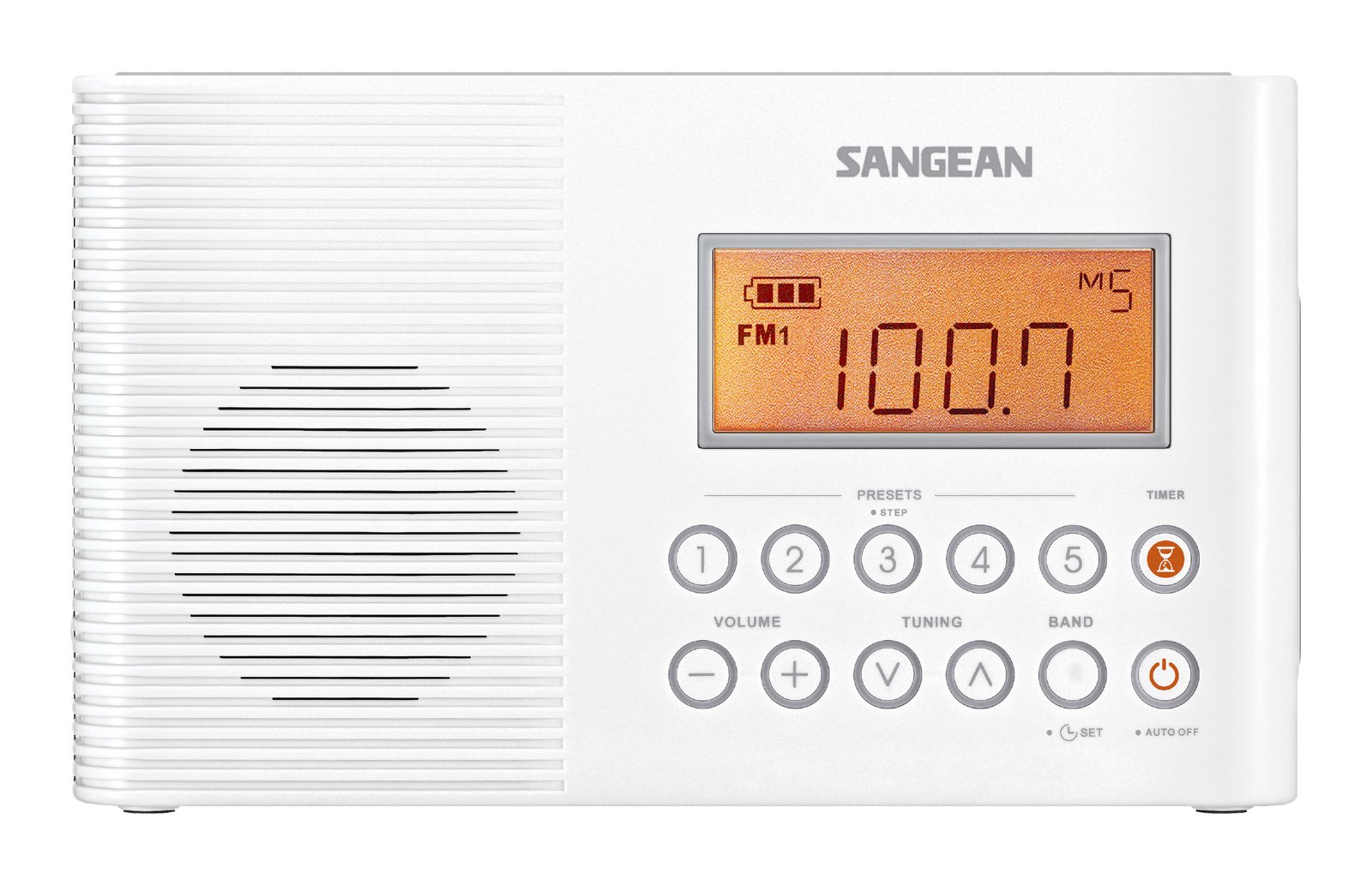 Sangean H201 Waterproof Shower Radio - AM/FM Portable Weather Alert Radio with White Finish | Perfect for Bathroom, Poolside & Outdoor Activities