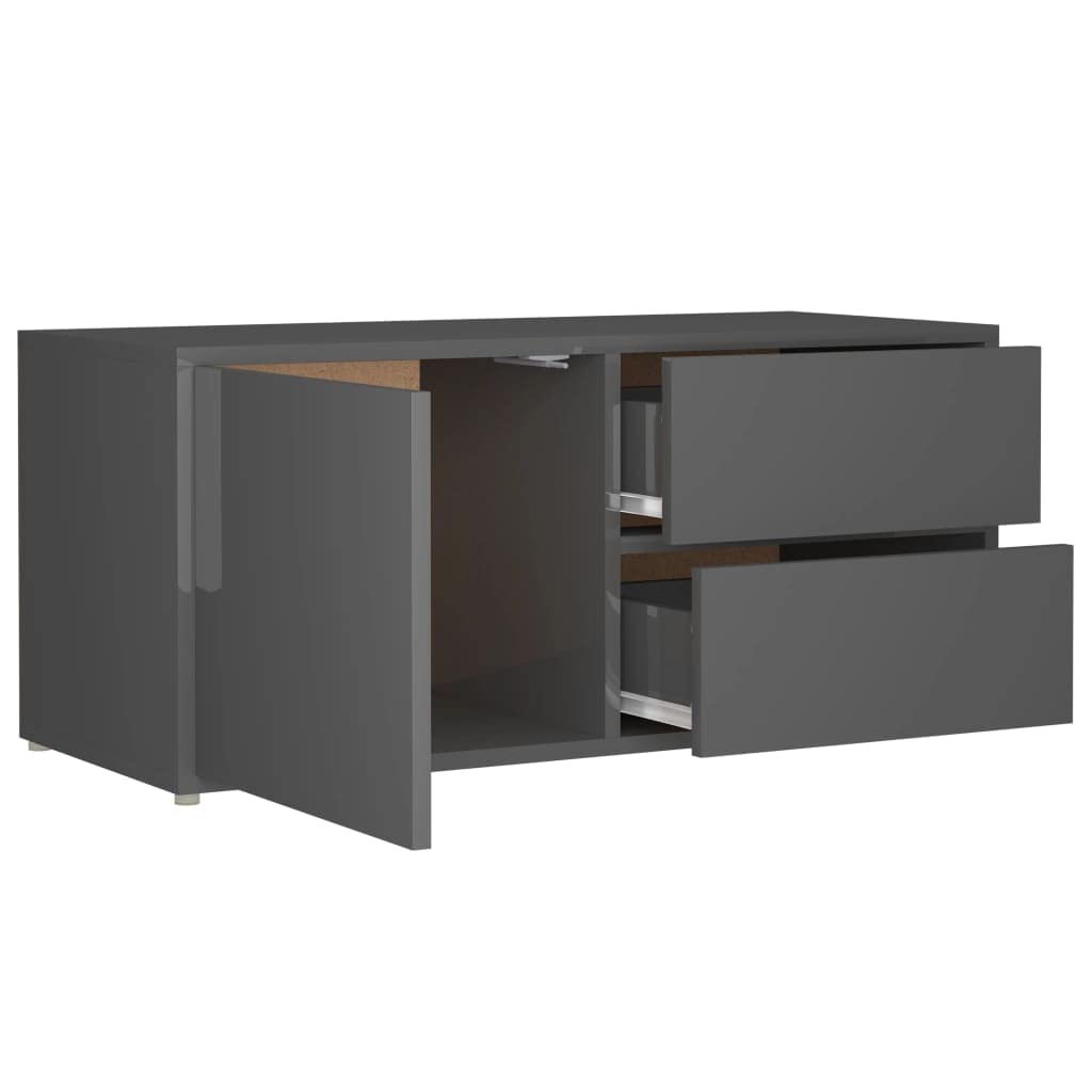 TOPINCN High Gloss Grey TV Stand with Storage Door - Modern Media Console for Living Room & Bedroom - Perfect for Entertainment Centers, Gaming Consoles & Home Theater Setups