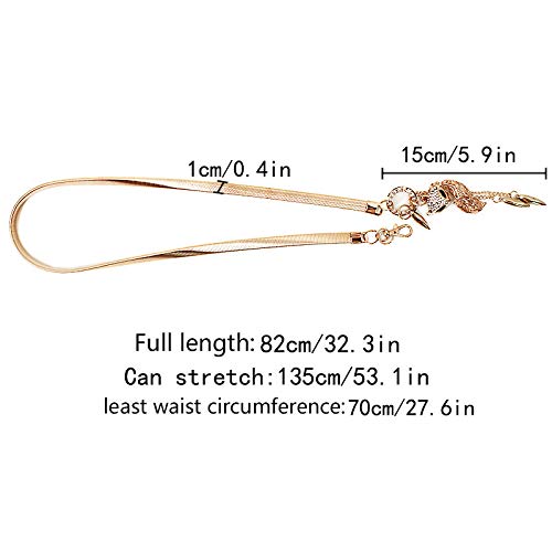 LABANCA Women's Fashion Metal Chain Dress Belt with Hollow Leaf Bead Pendant - Stylish Waist Belt for Sweaters, Dresses & Outfit Accessories - Perfect for Casual, Office & Evening Wear