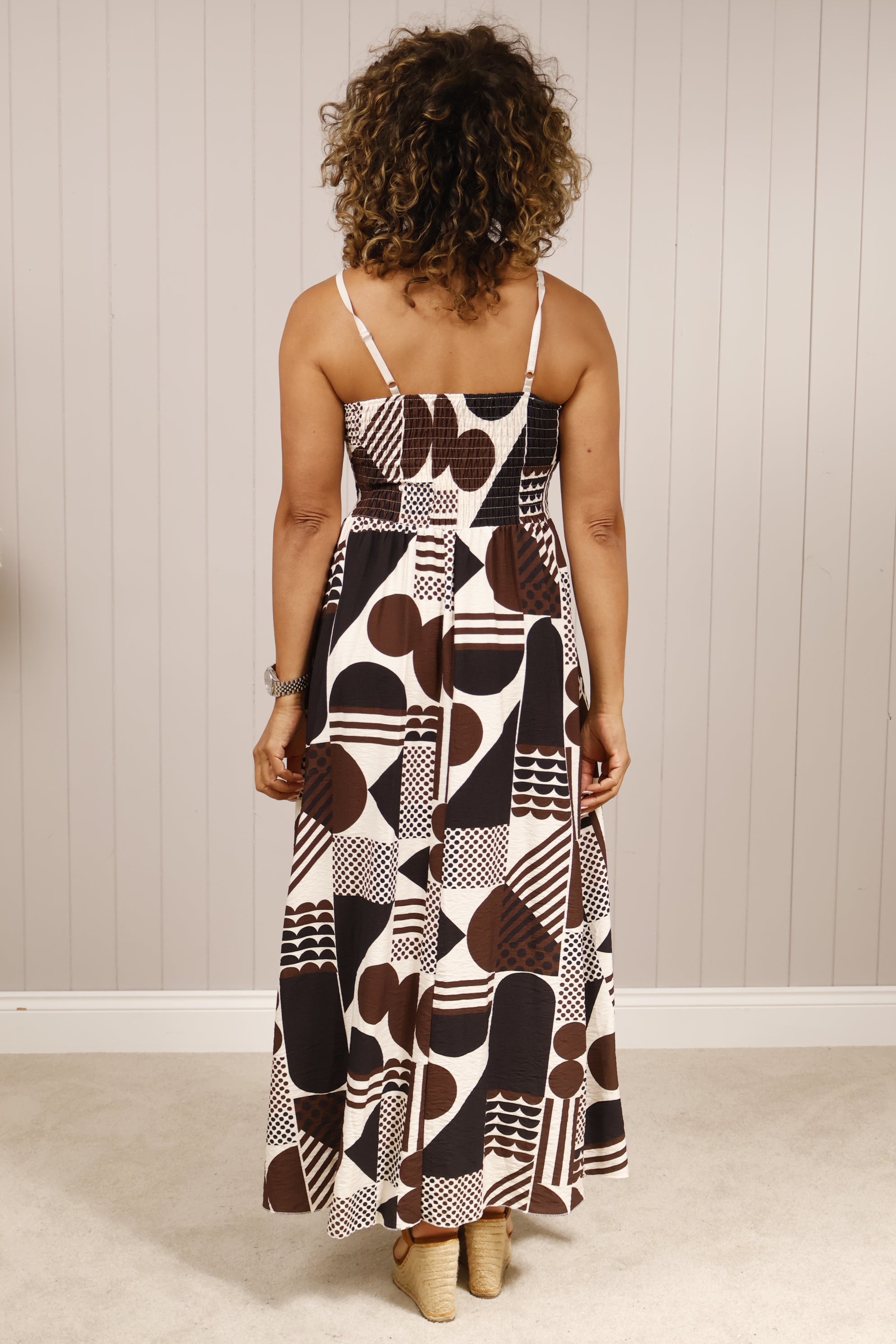 Azaria Women's Abstract Print Dress in Chocolate Brown - Perfect for Casual Outings, Parties, and Special Occasions