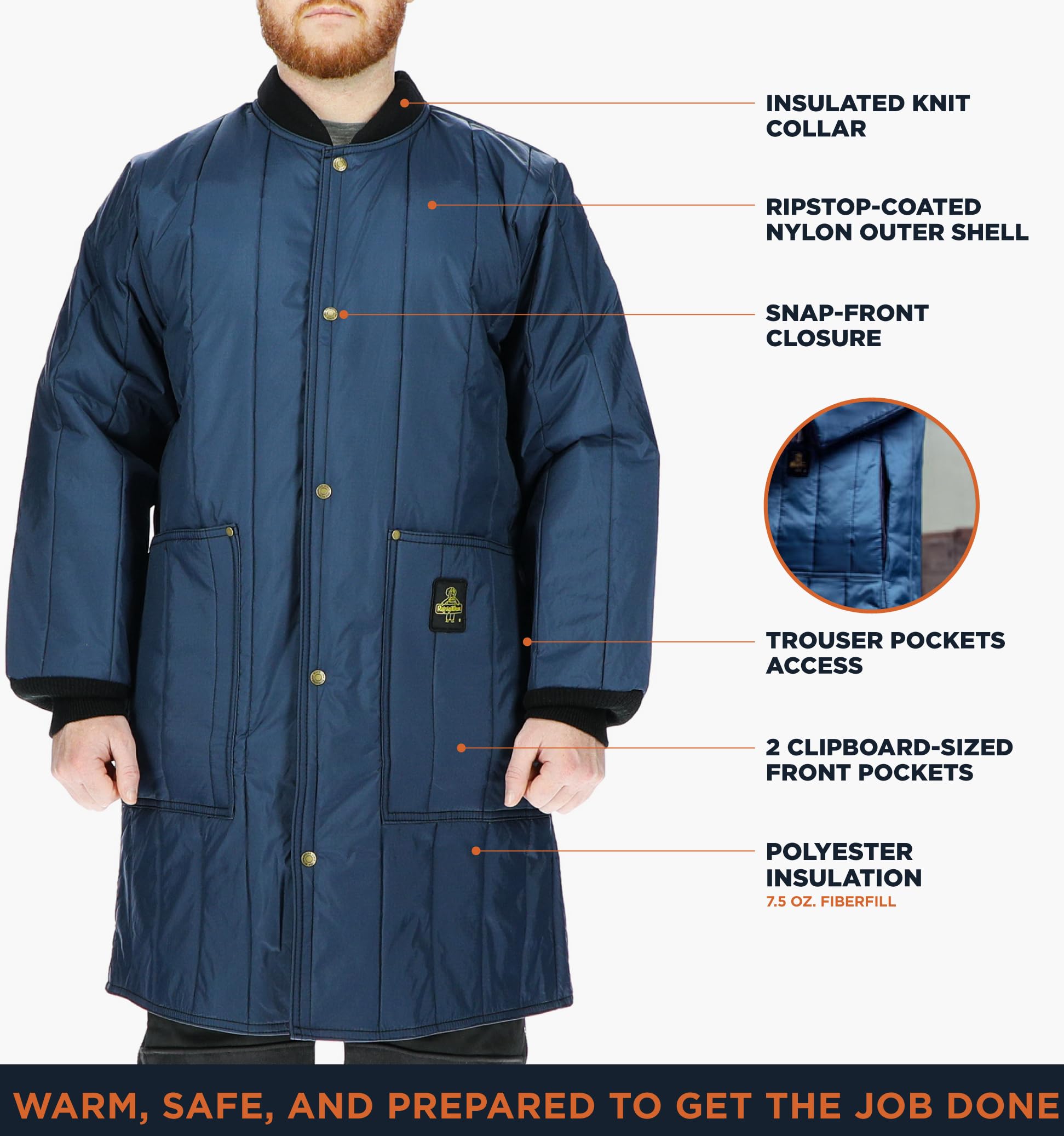 RefrigiWear Cooler Wear Frock Liner - Insulated Workwear with 10°F Comfort Rating for Cold Storage, Freezer Work & Outdoor Winter Jobs
