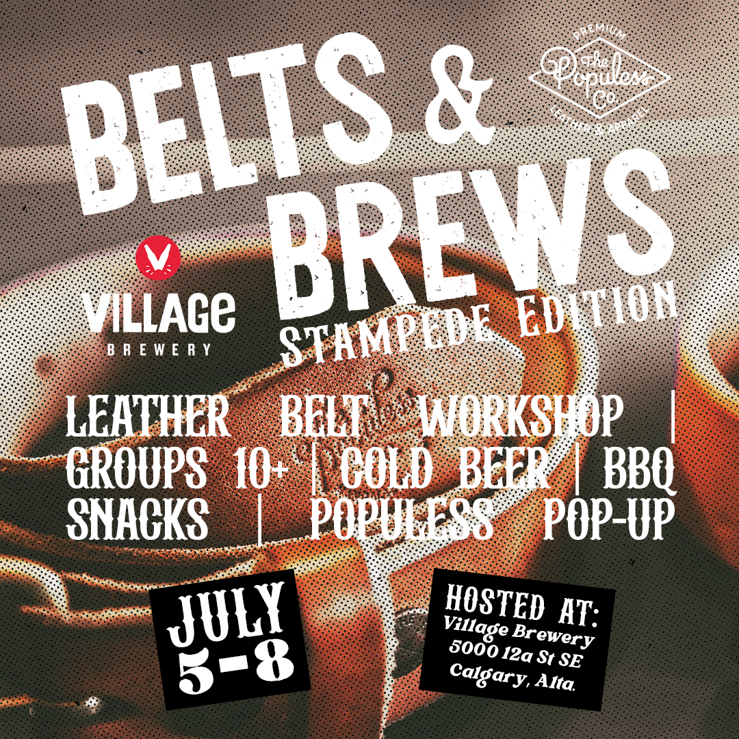 Authentic Calgary Stampede Belts & Brews - Western Style Leather Belts & Craft Beer Accessories for Cowboy Boots & Rodeo Events