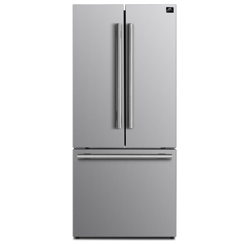 Forno Gallipoli 31 Inch 17.5 Cubic Feet French Door Refrigerator with Built-In Ice Maker - Stainless Steel (FFFFD1974 31SB) - Perfect for Modern Kitchens, Restaurants & Open-Concept Living Spaces
