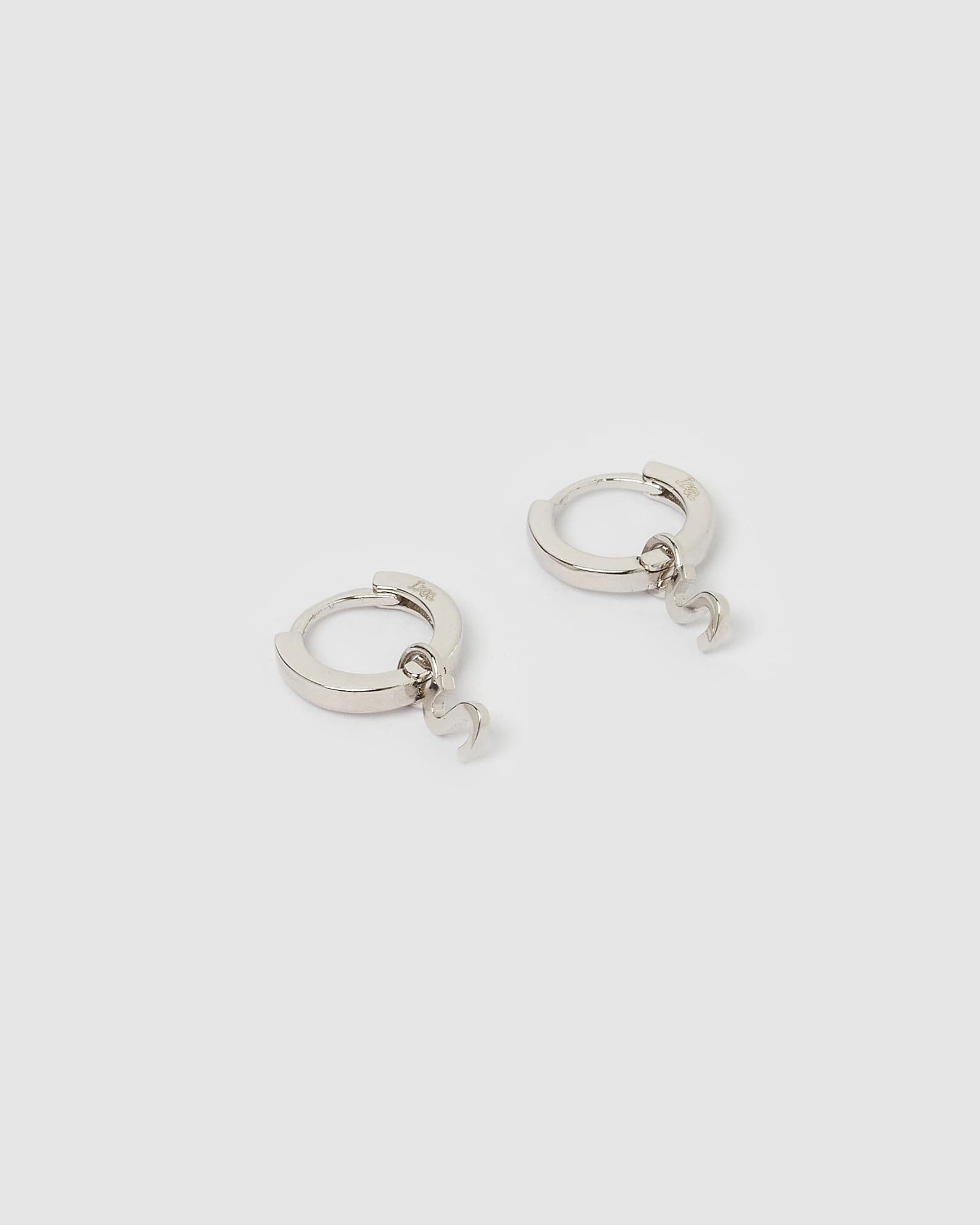 Izoa Silver Alphabet Letter S Huggie Earrings - Minimalist Initial Jewelry for Women, Perfect for Gifts, Everyday Wear & Layering