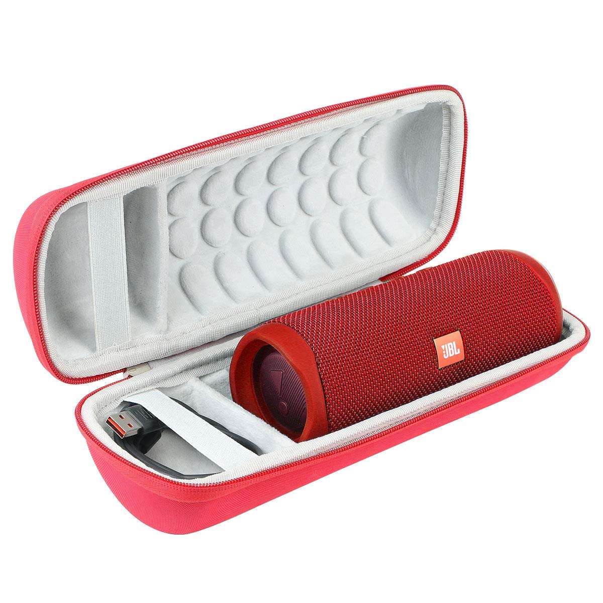 JBL Flip 7/6/5 Hard Travel Case - Protective Cover for Portable Bluetooth Speaker | Durable EVA Shell with Custom Fit | Perfect for Outdoor Adventures, Travel & Beach (Red/White)