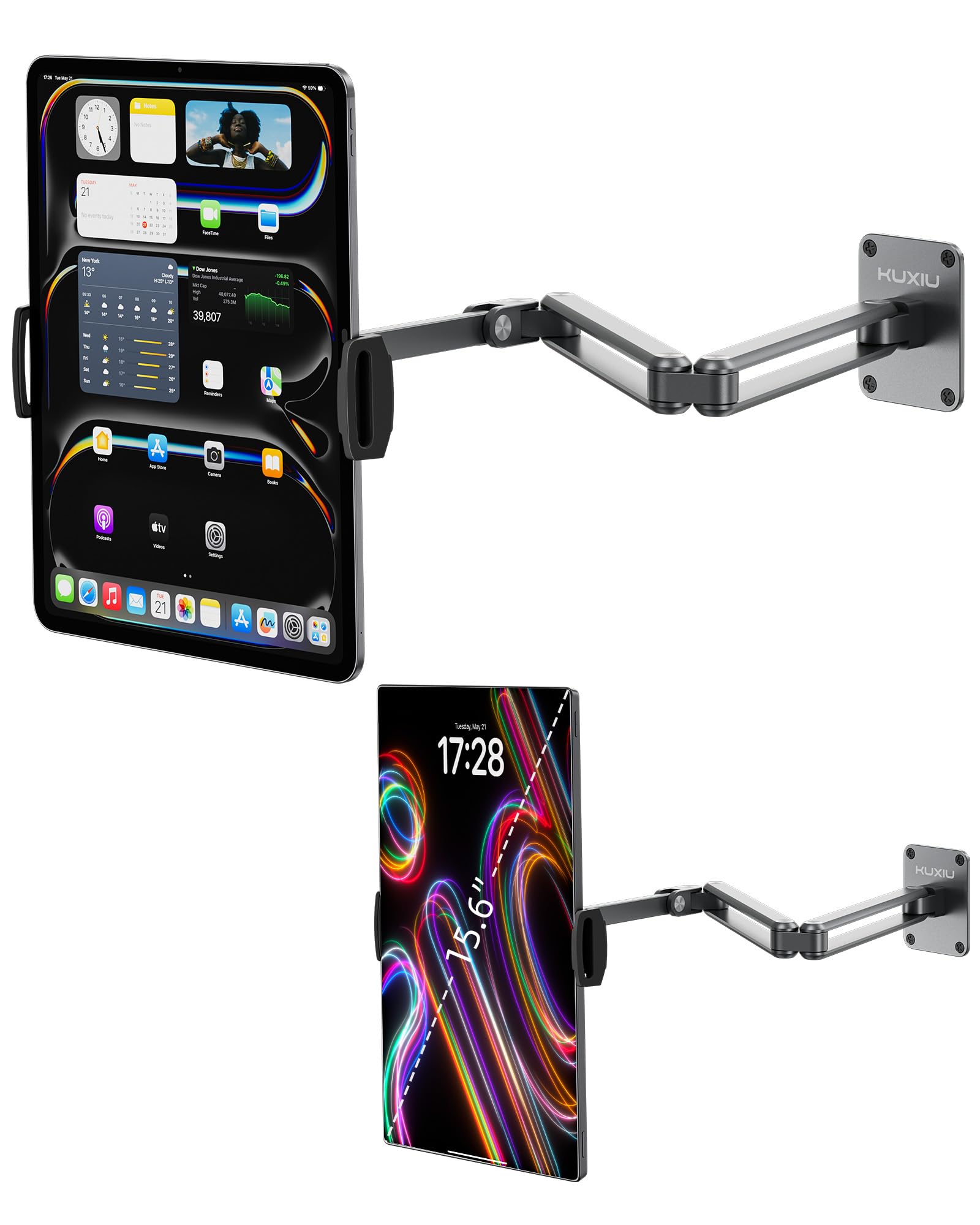 Premium Aluminum Alloy Wall Mount Tablet Holder - 360° Adjustable Foldable Stand for iPad Pro/Air 13/11