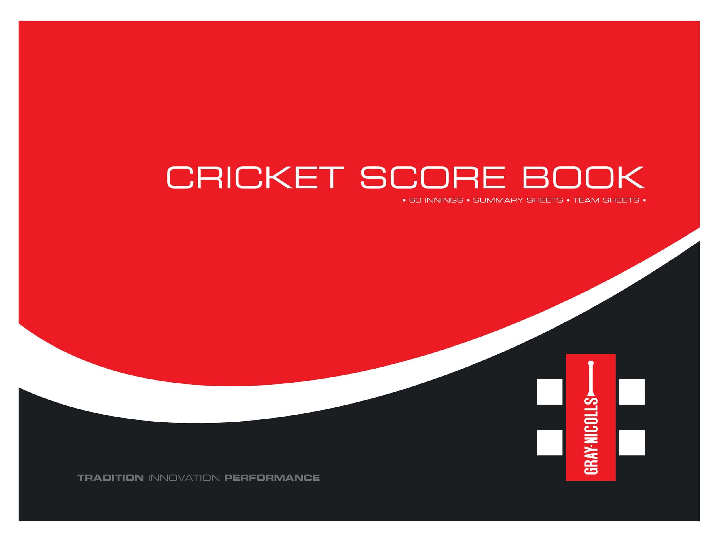 Gray Nicolls 60 Innings Cricket Scorebook - Official Match Scoring Notebook for Cricket Players, Coaches & Umpires - Perfect for Practice Games & Tournament Matches
