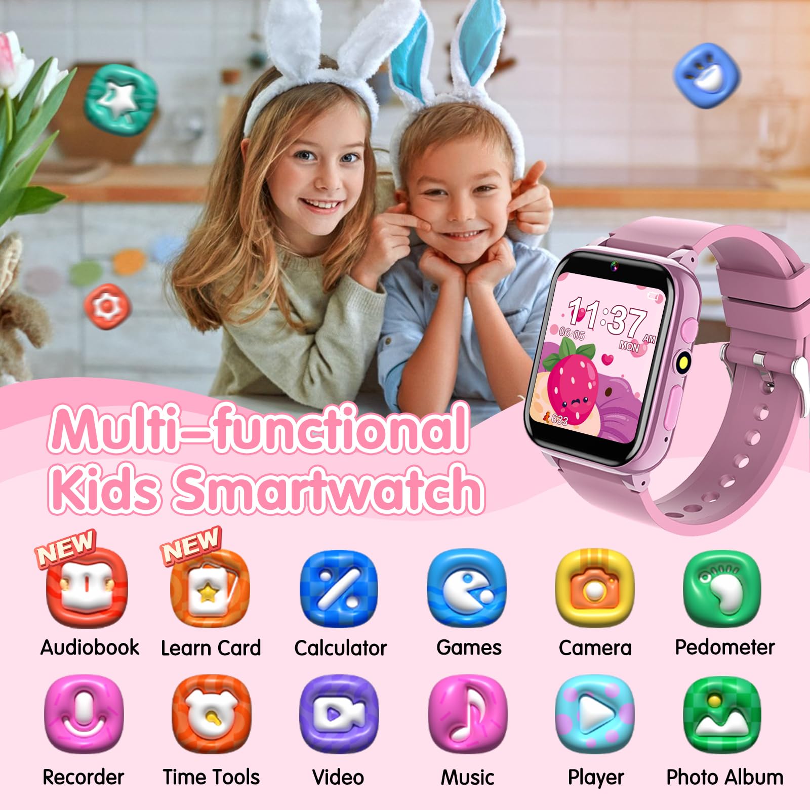 Kids Smart Watch with 26 Games, Camera, Music & Video Player - Waterproof GPS Tracker for Boys & Girls Ages 3-12 - Perfect for Outdoor Play, School & Birthday Gifts
