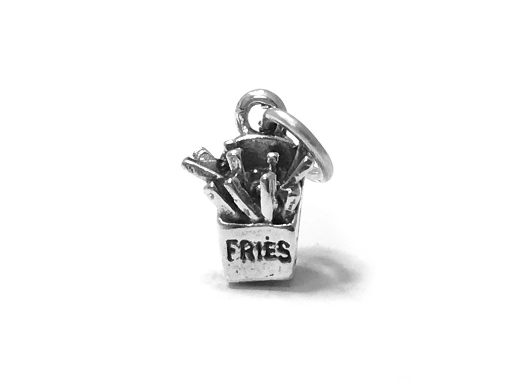925 Sterling Silver French Fries Charm 13mm - Fast Food & Snack Charms for Jewelry Making, DIY Bracelets, Necklaces & Keychains - Perfect for Gifts & Collectors