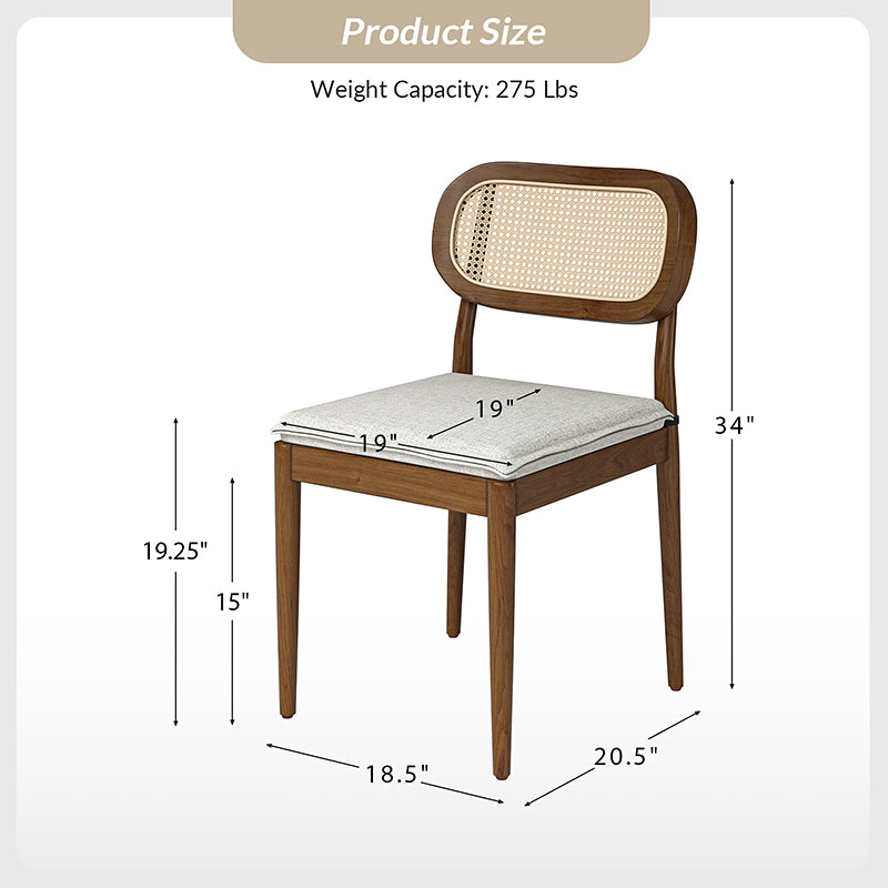 Konstantin Modern Solid Wood Dining Chairs with Rattan Backrest - Set of 2 - Perfect for Kitchen, Dining Room, and Breakfast Nook - Eco-Friendly Home Furniture