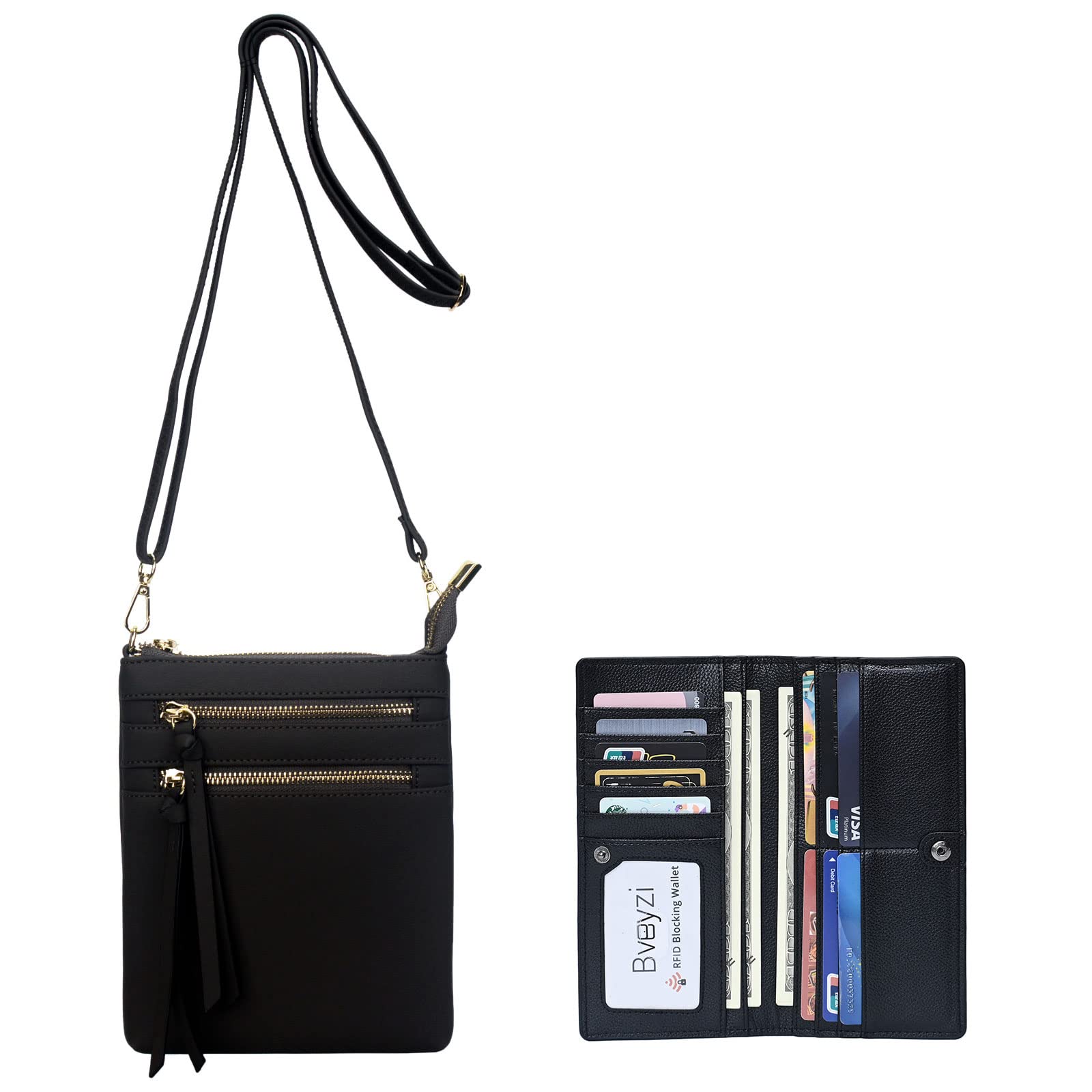 Bveyzi Slim Crossbody Purse & Wallet for Women - Everyday Essentials