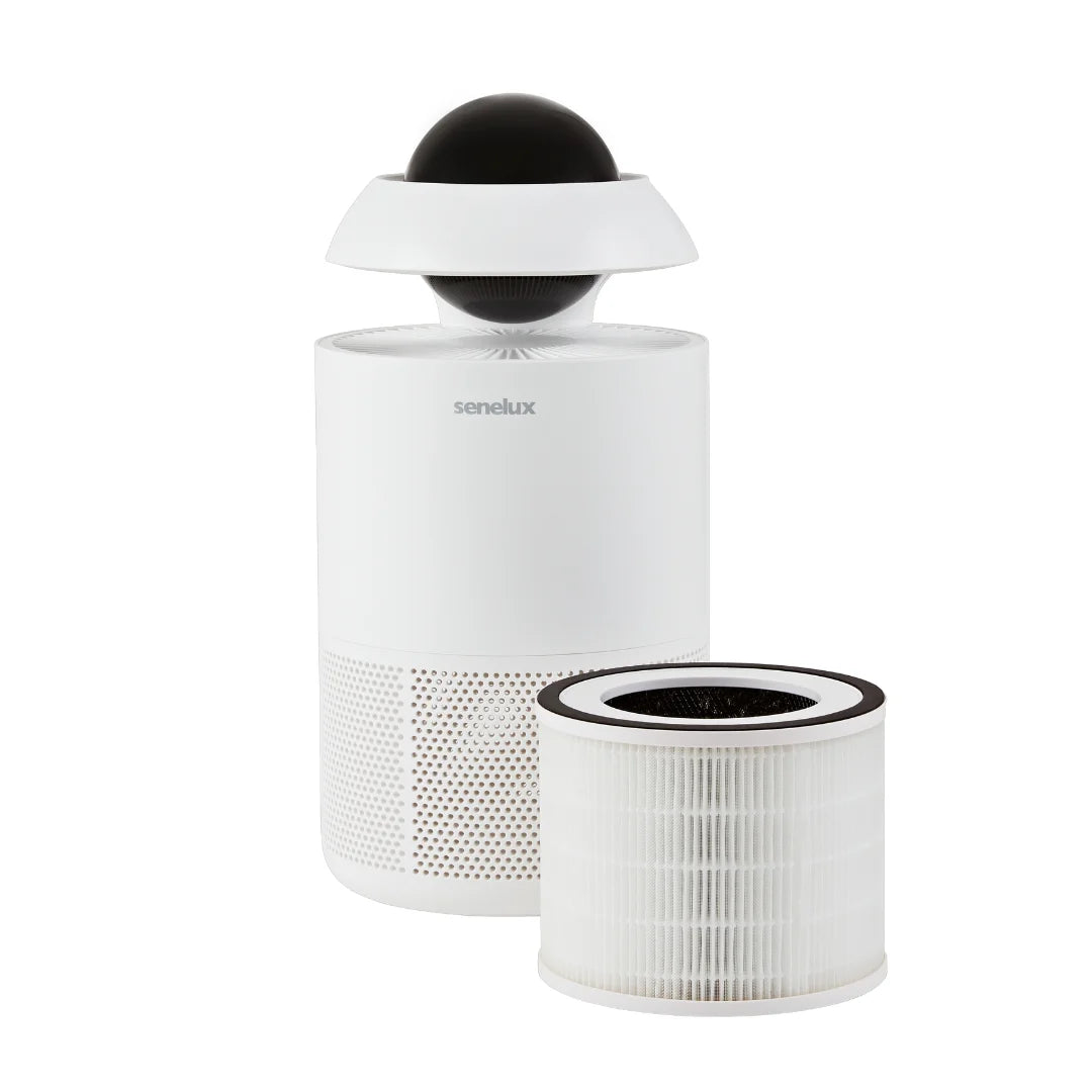 Refurbished Jupiter Air Purifier with HEPA Filter & Smart LED Lighting - Quiet Home Air Cleaner for Allergies, Dust, Pet Dander - Perfect for Bedroom, Office & Nursery (White)