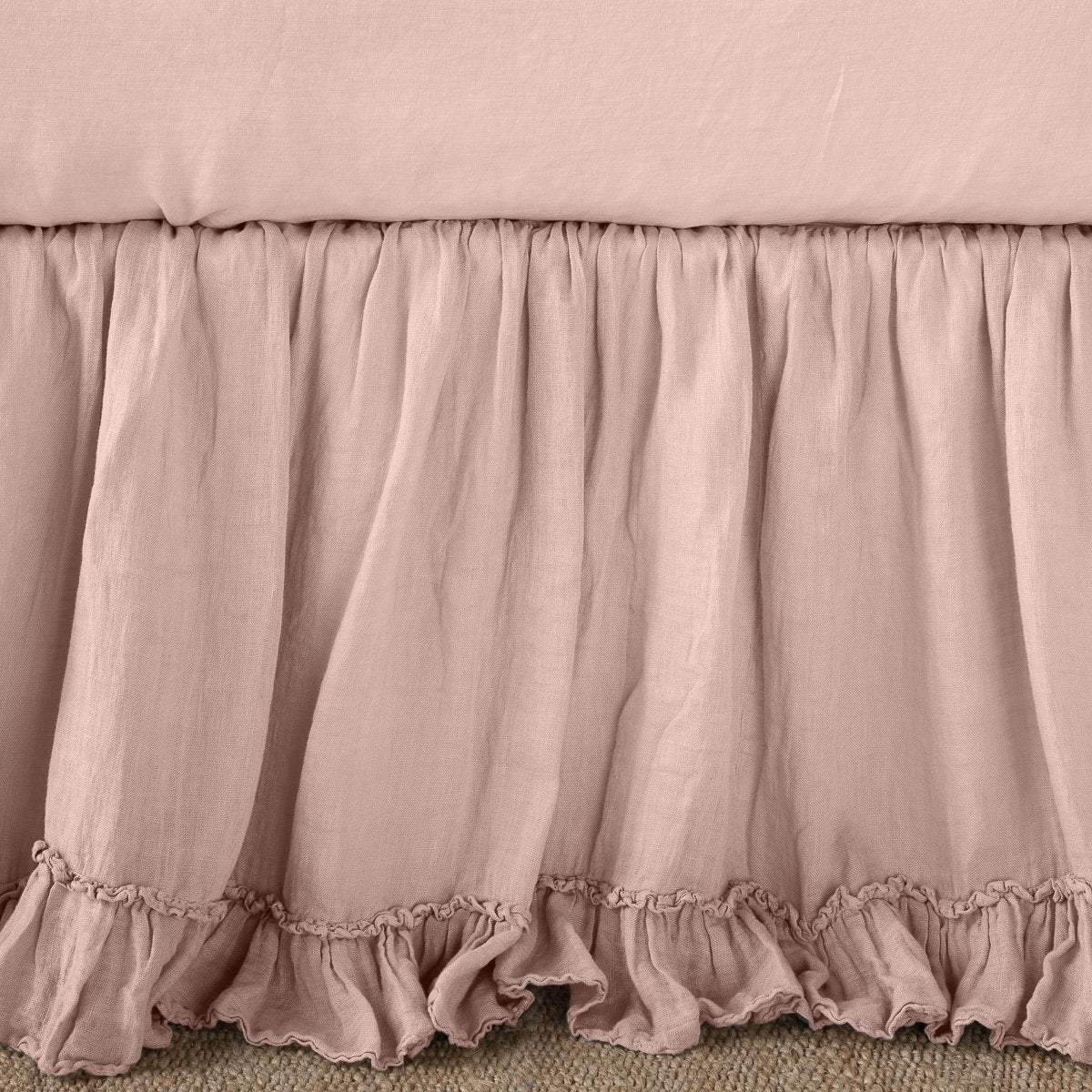 Linen Whisper Bed Skirt - Premium Linen Fabric, Fitted Design for Queen/King Beds - Elegant Bedroom Decor for Hotels, Guest Rooms & Master Suites