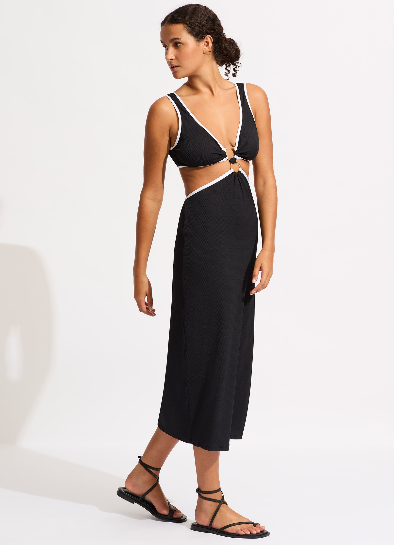Beach Bound Beach Boidi Midi Dress - Black | Flowy Summer Dress for Women | Perfect for Beach Vacations, Pool Parties & Tropical Getaways