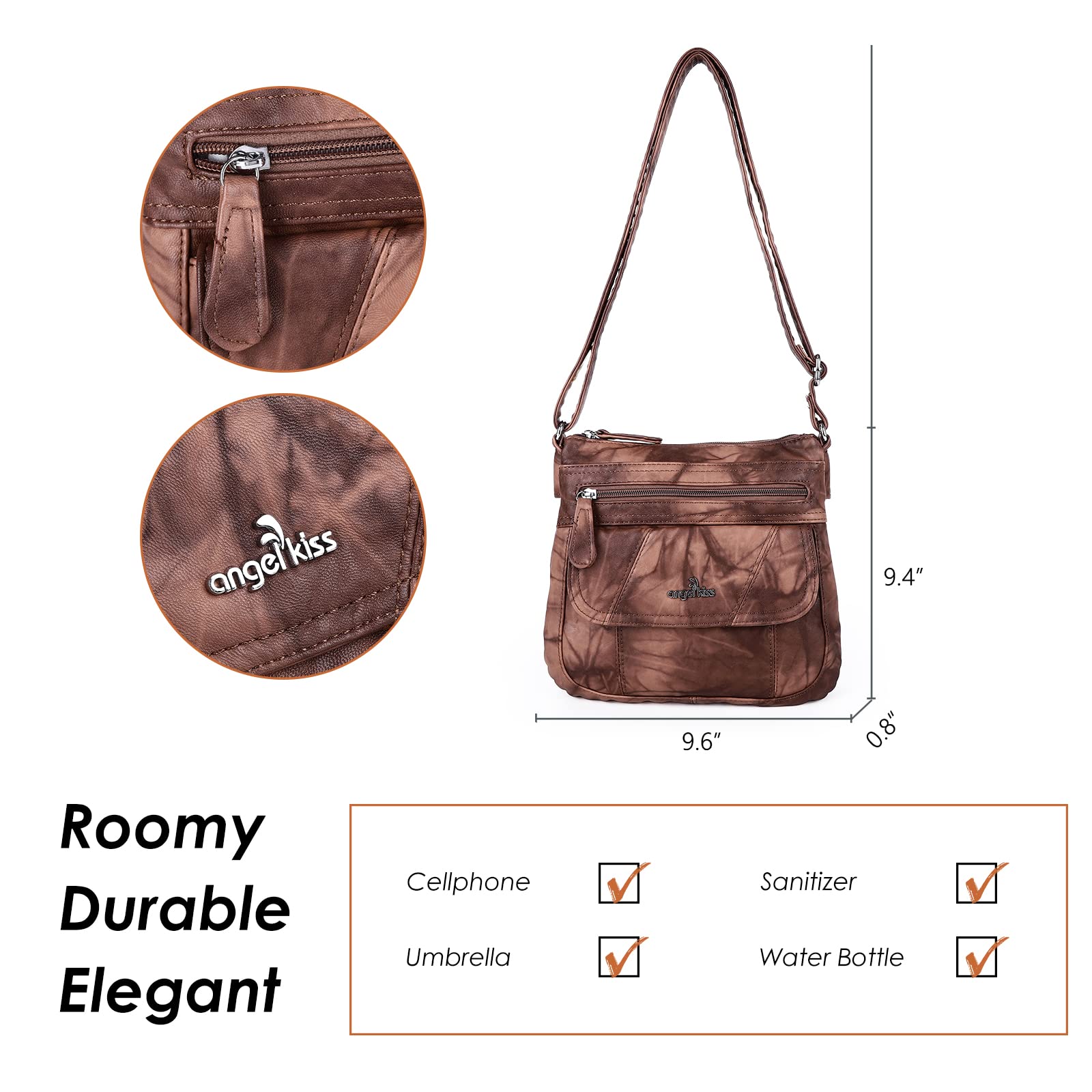 Angel Kiss Women's PU Leather Crossbody Bag with Adjustable Strap - Stylish Shoulder Purse for Daily Use, Travel & Shopping