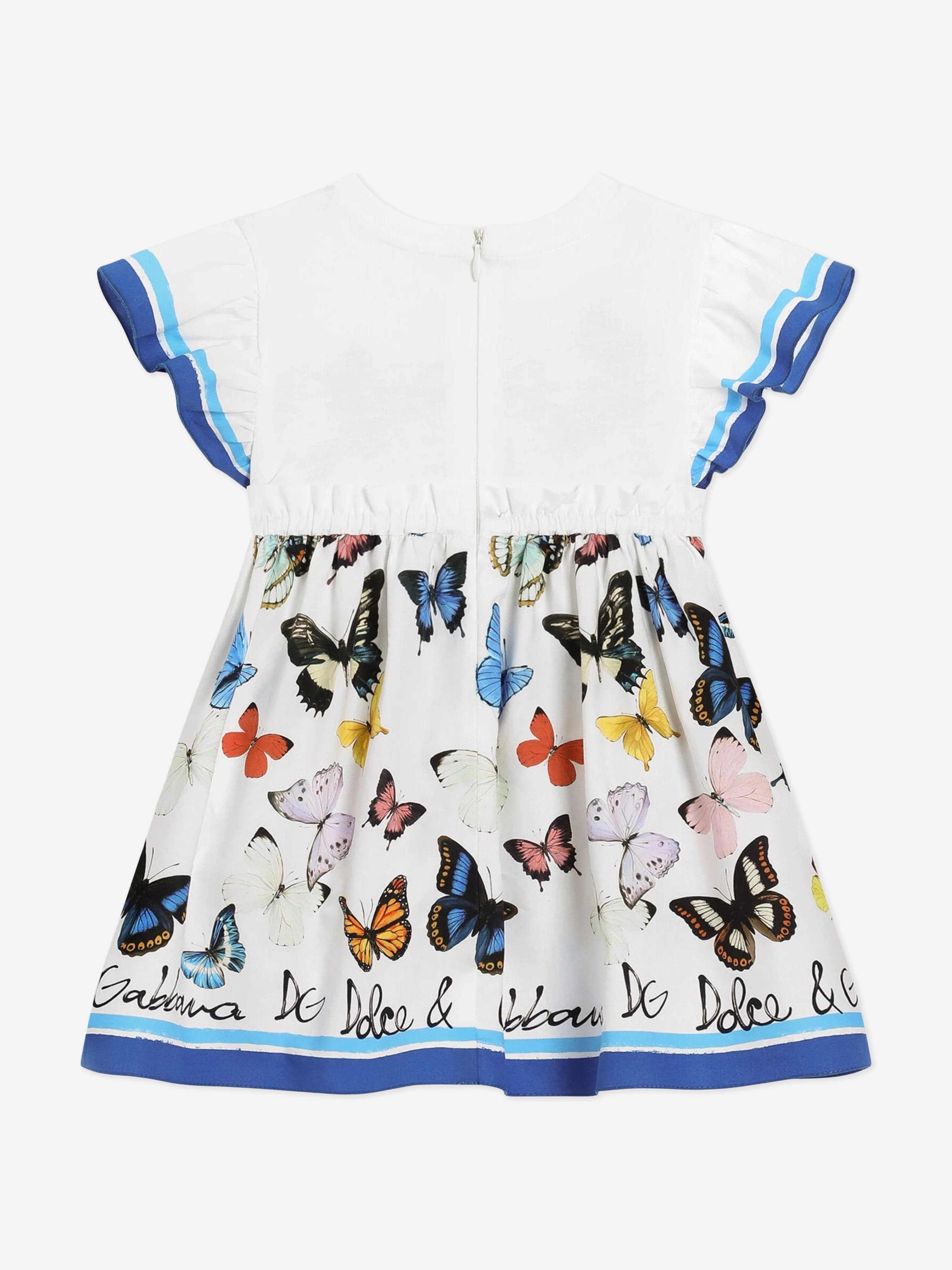 Adorable Baby Girls Butterfly Print Dress Set - White Floral Outfit for Infants & Toddlers | Perfect for Parties, Photos & Special Occasions