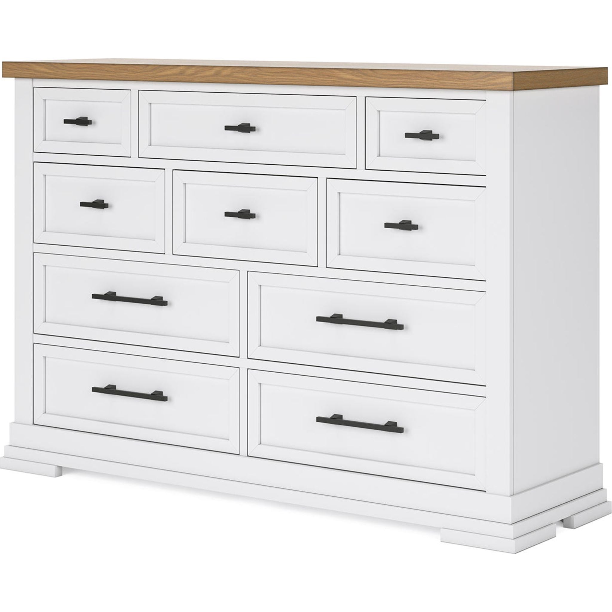 Ashbryn White and Natural Wood Dresser - Modern 6-Drawer Chest for Bedroom, Living Room, or Nursery Storage