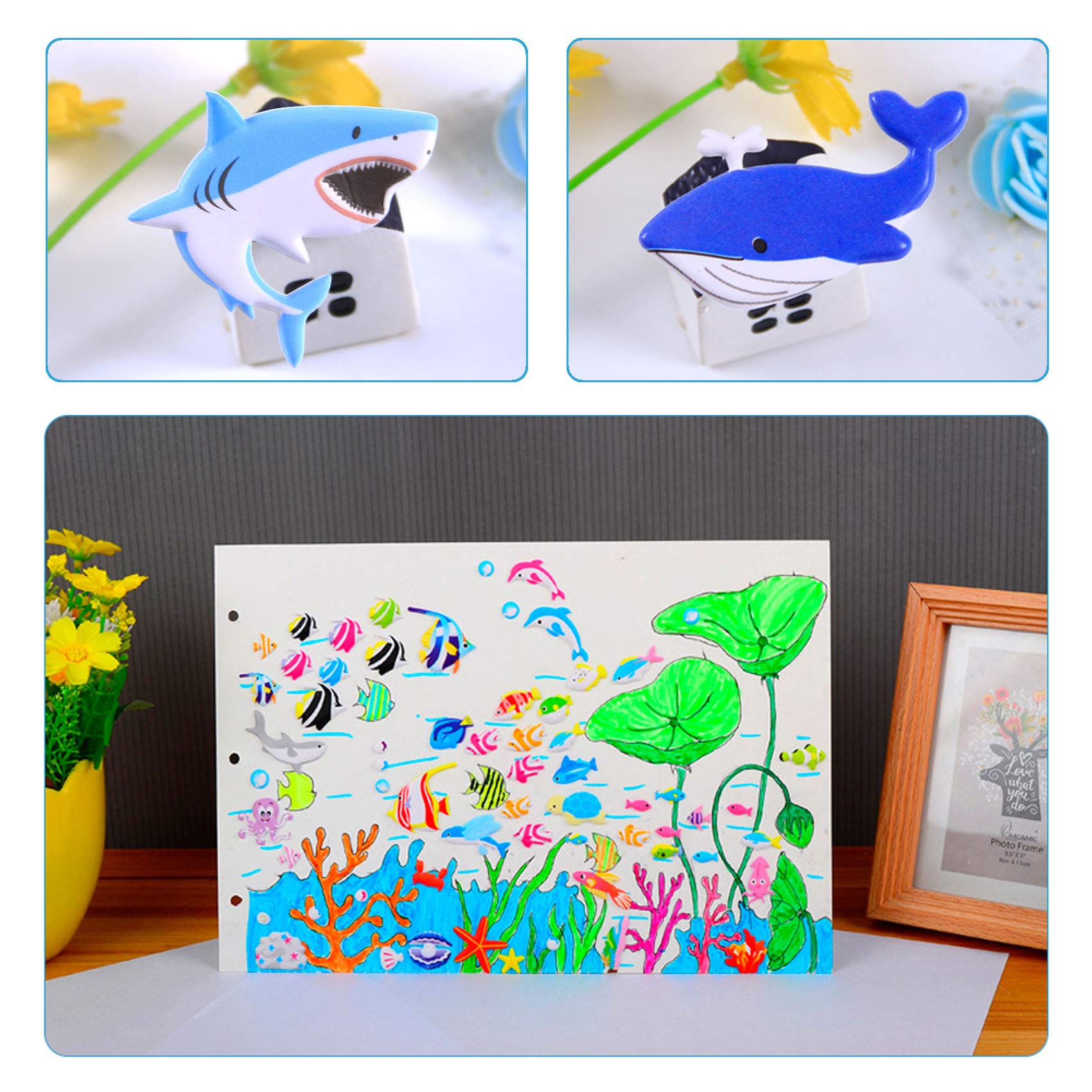 500+ 3D Puffy Ocean Animal Stickers for Kids - 10 Different Sheets Bulk Pack, Scrapbooking Supplies, Classroom Rewards, Birthday Party Favors for Boys & Girls | Perfect for DIY Crafts, School Projects, and Teacher Gifts