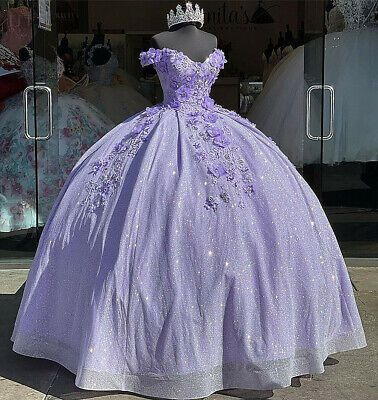 Elegant Off-The-Shoulder Purple Prom Dress Ball Gown for Sweet 16 Birthday Party | Formal Evening Gown for Homecoming, Quinceañera & Special Occasions