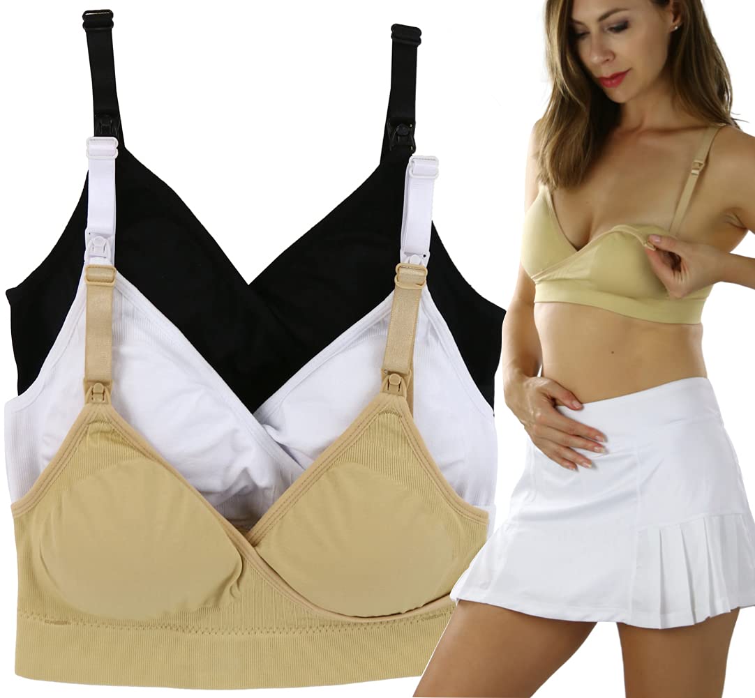 ToBeInStyle Women's Seamless Nursing Bras 3-Pack or 6-Pack - Soft Maternity Bras with Ruched Cups for Breastfeeding & Comfort - Perfect for Daily Wear, Sleeping & Postpartum Recovery