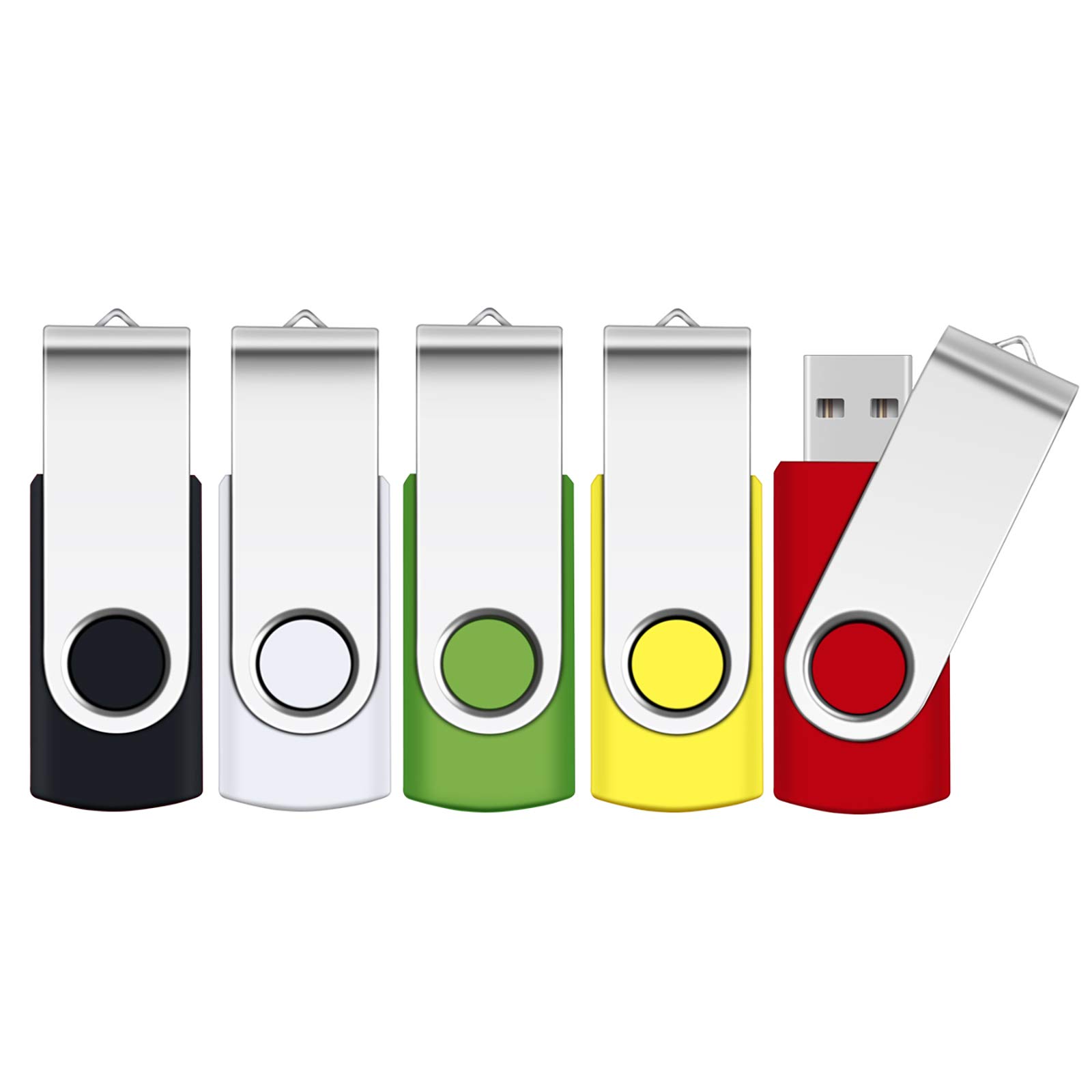 5-Pack 2GB USB Flash Drives with Lanyards - for Office & School Use