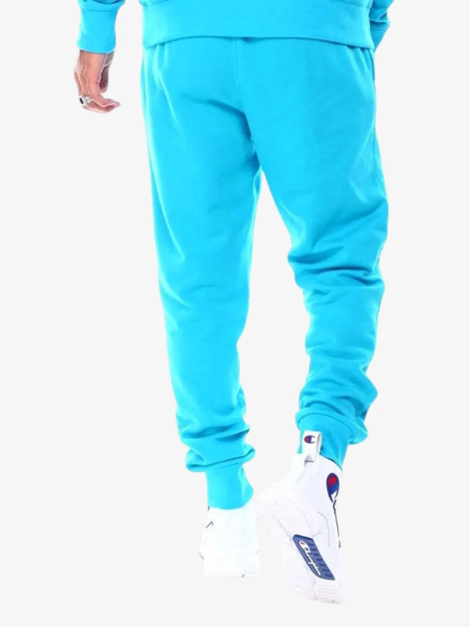 Champion Classic Fleece Sweatpants with Blur Logo - Turquoise Blue Joggers for Men & Women | Comfortable Lounge Pants for Home, Gym, and Casual Wear