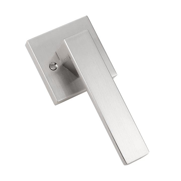 Probrico Satin Nickel Square French Door Handles - Heavy Duty Closet/Balcony/Pantry Hardware - Non-Turning Stainless Steel Dummy Levers with Exposed Screws (4-Pack) - Perfect for Interior Doors, Cabinets & Storage Spaces