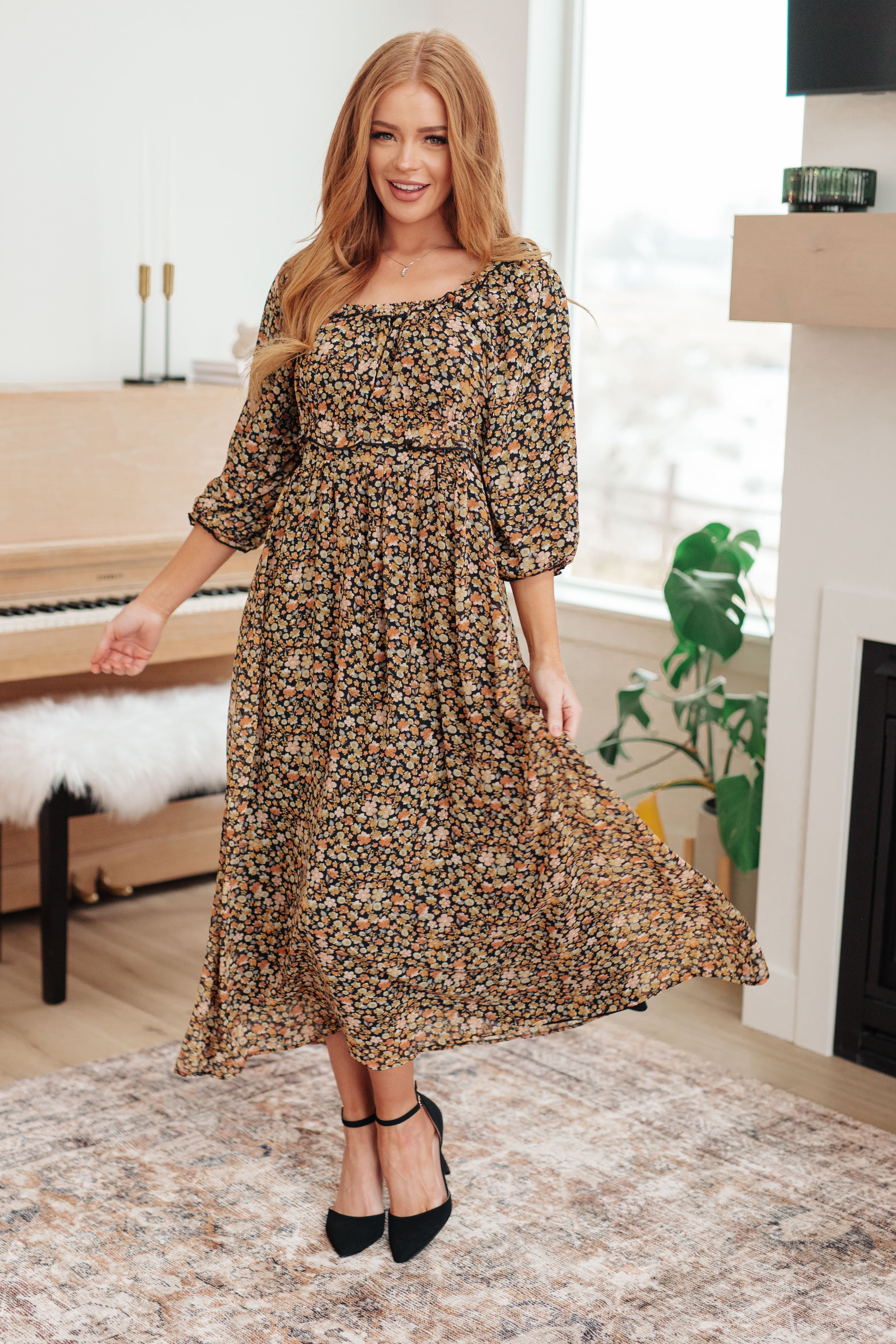 Floral Maxi Dress for Women - Elegant Long Summer Dress with Floral Print, Perfect for Beach Vacations, Weddings & Date Nights