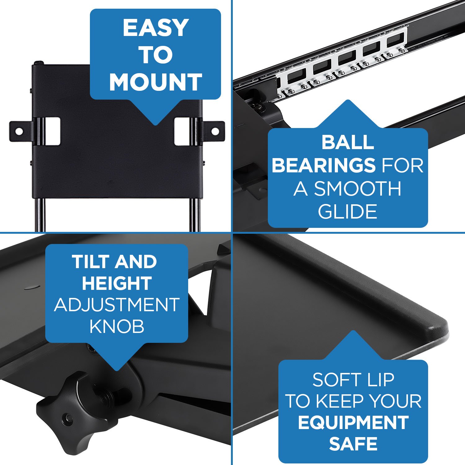 Mount-It! Ergonomic Under Desk Keyboard Tray with Gel Wrist Rest - Adjustable Black Computer Keyboard & Mouse Platform for Home Office, Gaming & Workspace Comfort
