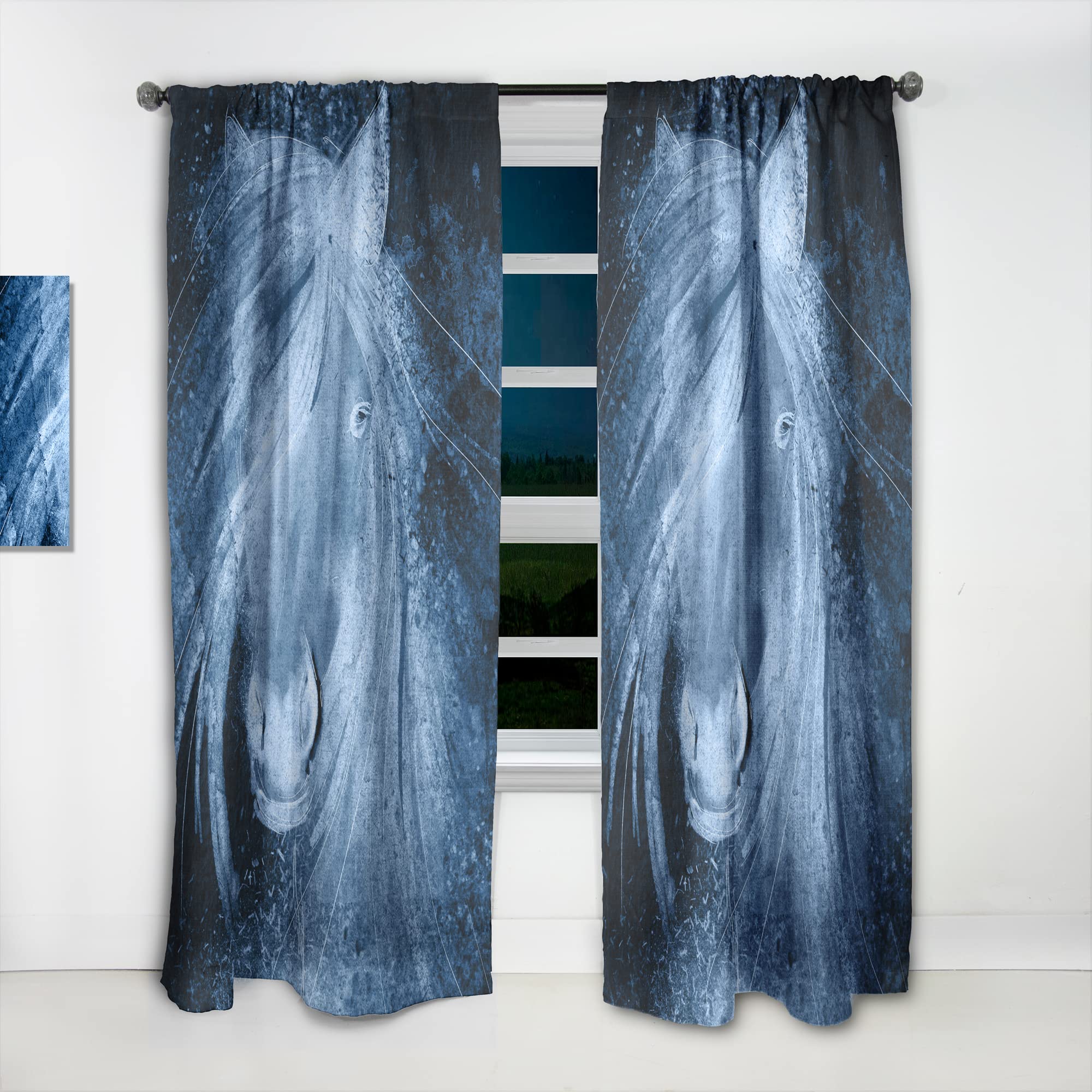 Farmhouse Horse XII Thermal Insulated Curtains - 52x120 Single Panel for Bedroom & Living Room - Blackout Drapes for Cozy Home Decor & Sun Protection