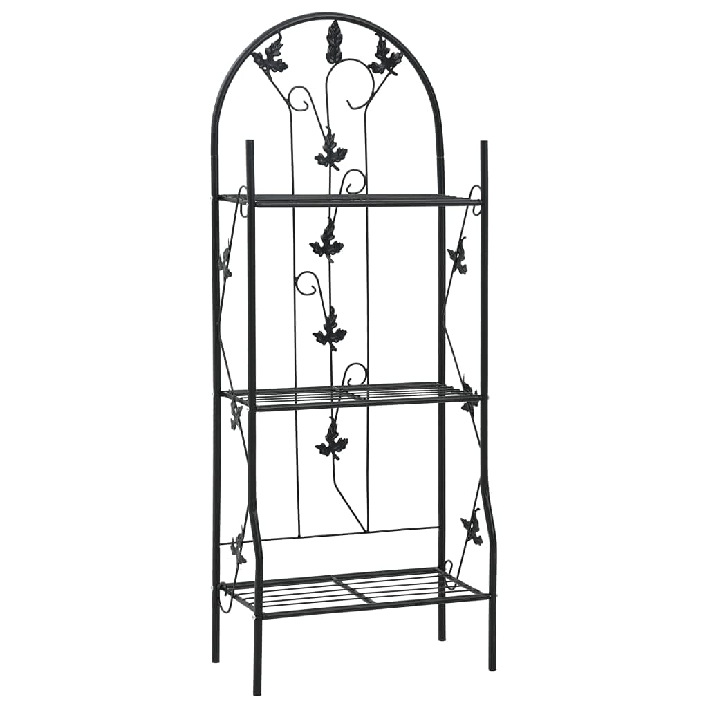 HURRISE 3-Tier Metal Plant Stand with Leaf Design - Weatherproof & Sturdy for Indoor Outdoor Use - Perfect for Balcony, Patio, Garden Decor