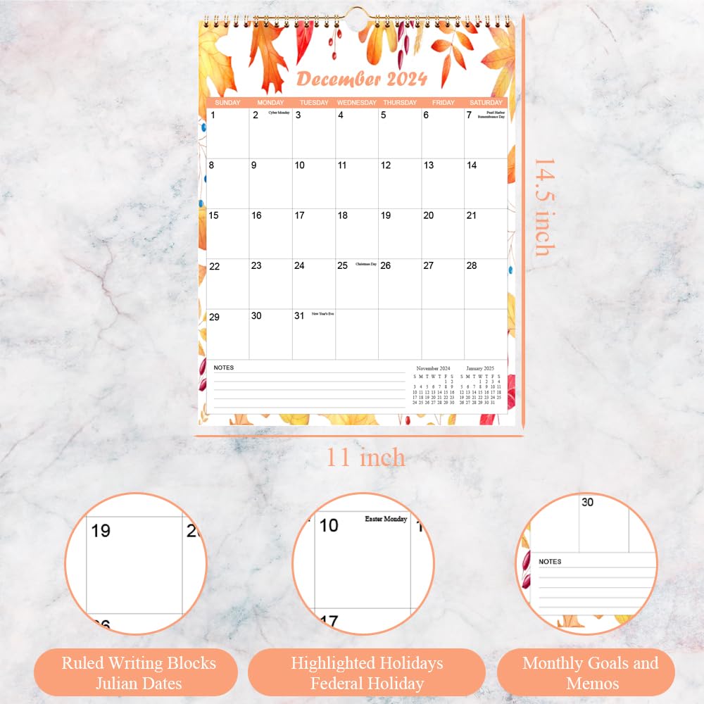 2024-2025 Wall Calendar | 14-Month Planner from May 2024 to June 2025 | Seasonal Designs for Home & Office Organization | 11.5