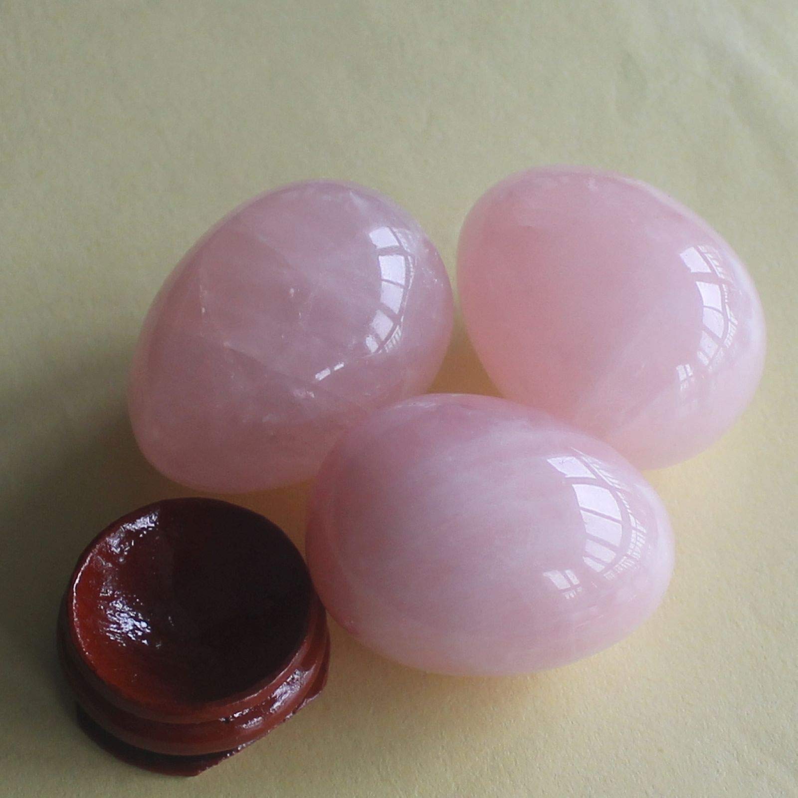 40x30mm Mixed Gemstone Rose Quartz Egg with Wood Stand - Chakra Healing Crystal for Meditation, Reiki, and Home Decor - Perfect for Yoga Studios, Spiritual Gifts & Energy Balancing