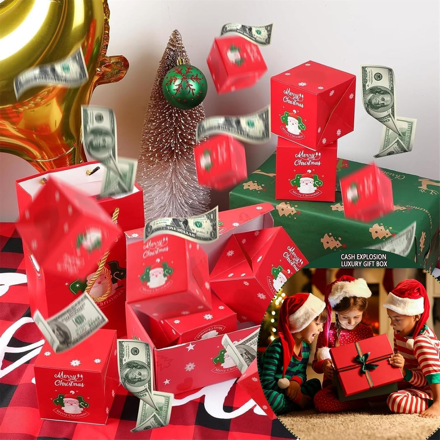 Rivlade Green Plants Surprise Gift Box Set - 6 Red Boxes for Money Gifts, Unique Plant-Themed Present for Birthdays, Holidays & Special Occasions | 2025 New Explosion Design