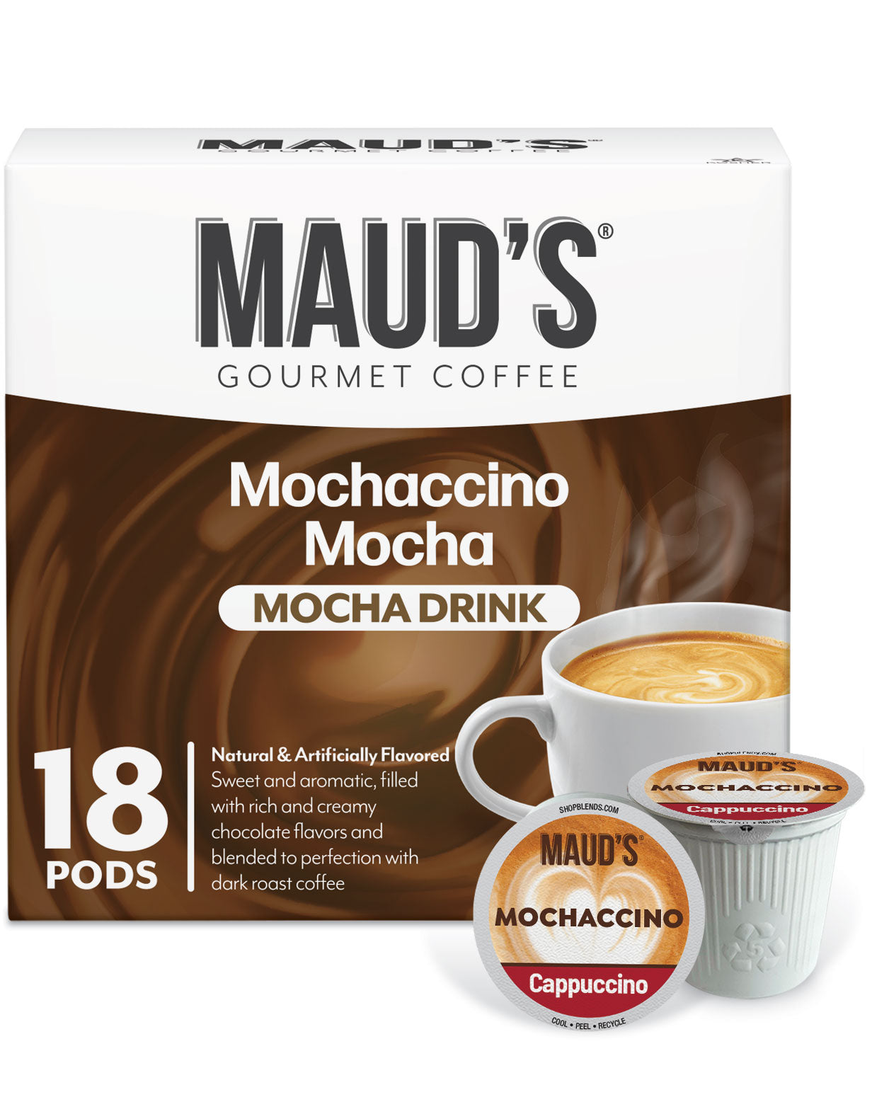 Premium Maud's Chocolate Mocha Cappuccino Coffee Pods - Compatible with Keurig 2.0 - Rich & Creamy Flavor - Perfect for Morning Brews, Office Coffee Breaks & After-Dinner Treats
