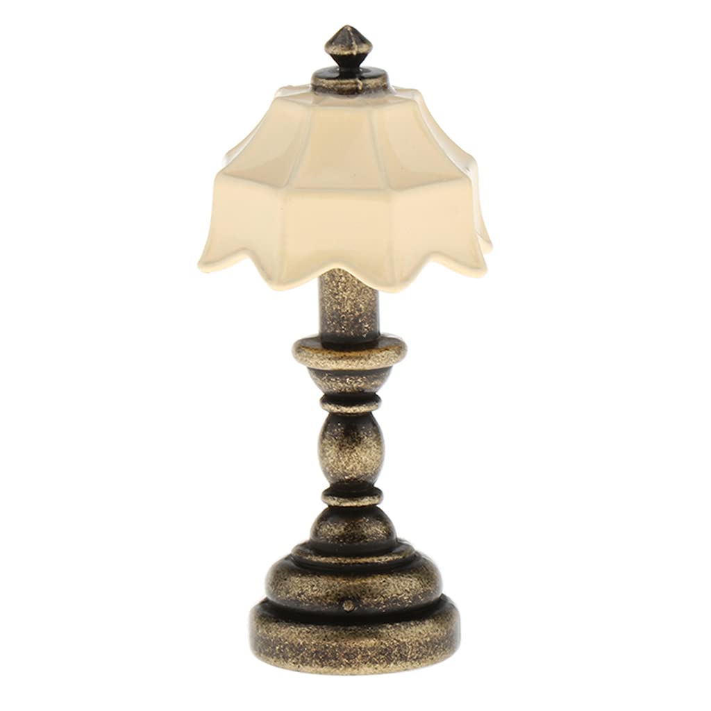 1:12 Scale Dollhouse Miniature Umbrella Lampshade Table Lamp - Realistic Lighting Model for Kids Pretend Play, DIY Home Decor & Miniature Collectors - Perfect for Dollhouse Accessories, Room Displays and Creative Projects