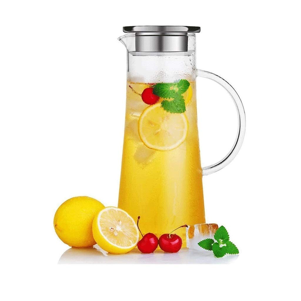 TWDYC Glass Pitcher with Lid - 68oz Iced Tea Pitcher, Hot & Cold Beverage Carafe for Water, Juice, Coffee, Wine, Milk - Perfect for Parties, Picnics & Home Use