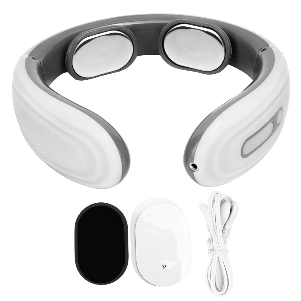 6 Massage Modes Intelligent Neck Massager with Heat - Deep Tissue Massage for Neck, Shoulder & Back Pain Relief - Perfect for Office, Home & Travel Use - Ideal Gift for Men, Women & Seniors (White, 12)