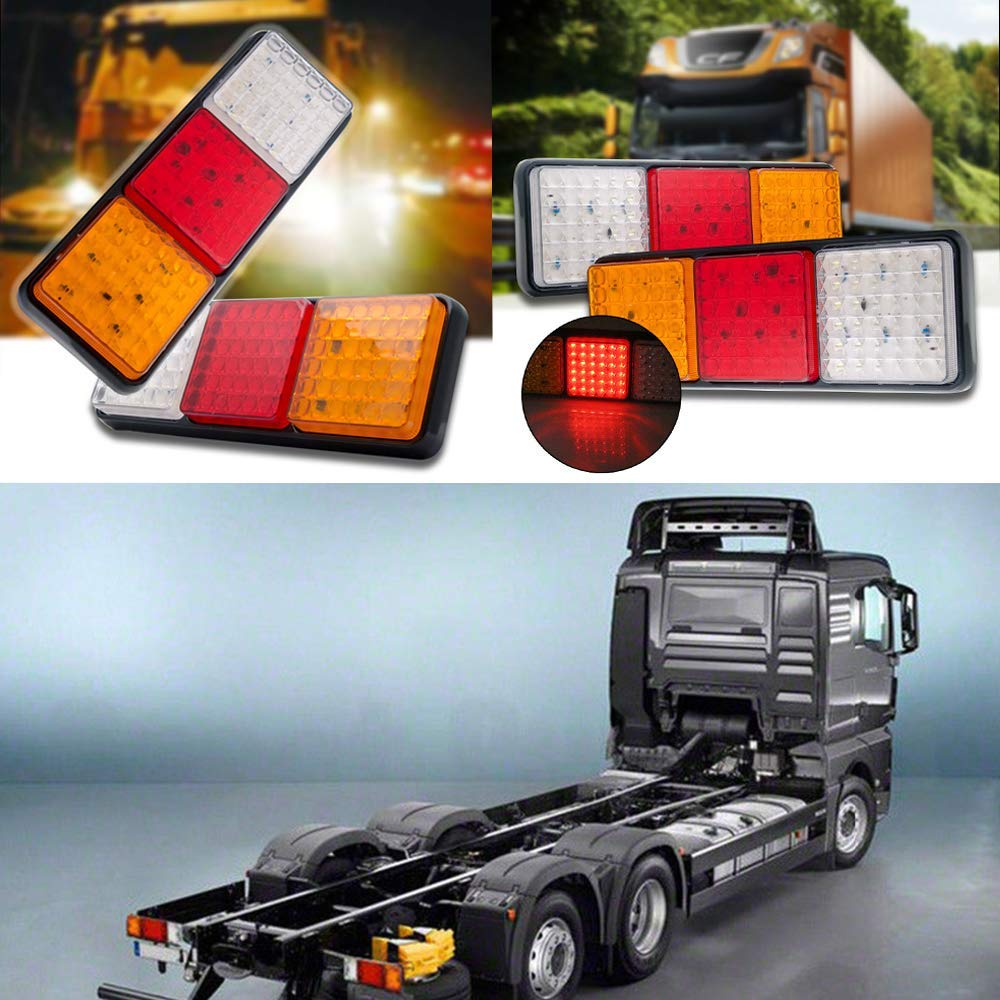 MASO 2x 108LED Waterproof Tail Lights - Brake Reverse Warning Lights for Trailers, Trucks, Boats, Buses & Vans (12-24V) - Durable Rear Lamps with Indicator Function for Safe Night Driving & Towing