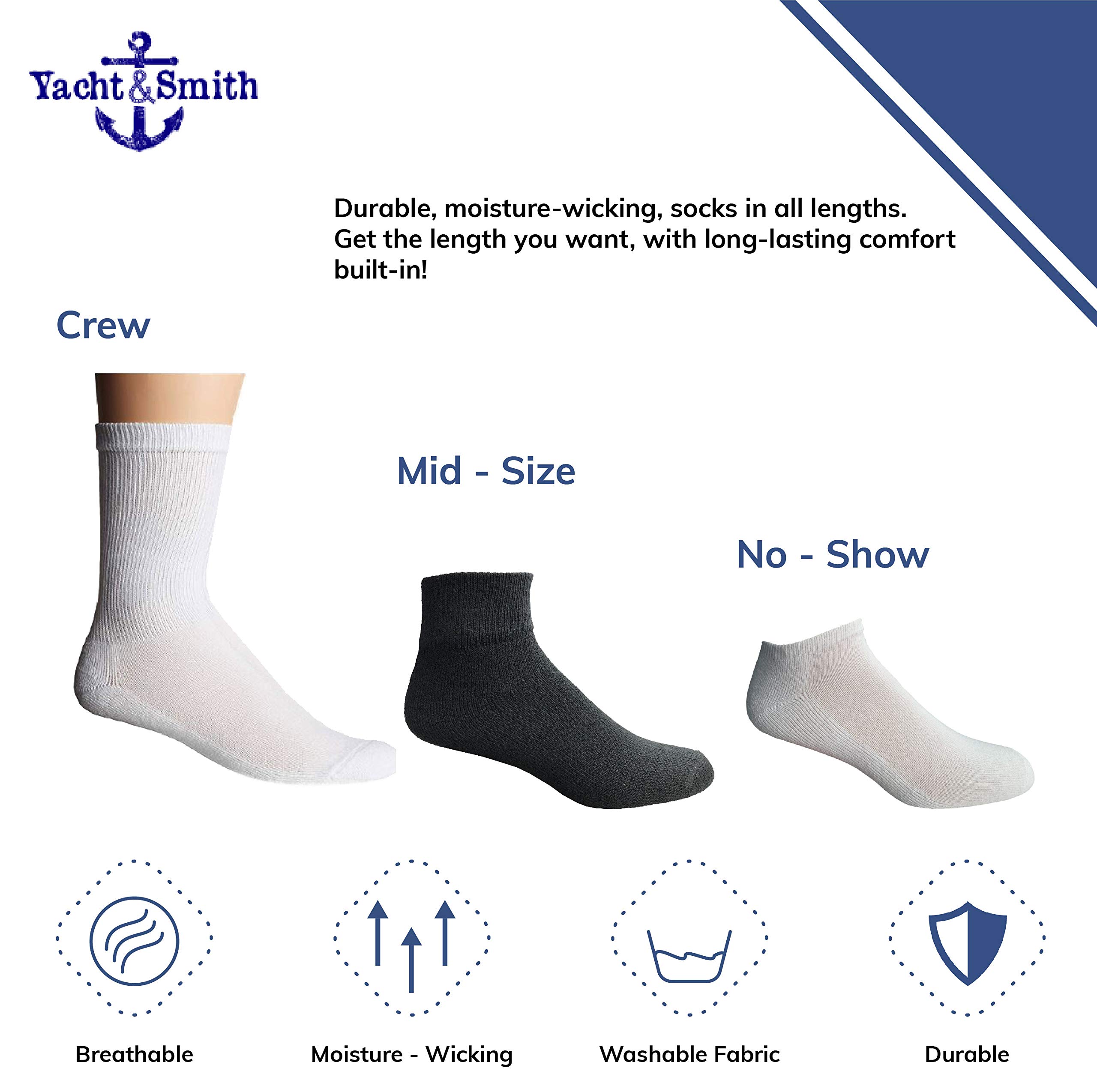 12-Pack Men's Cotton Sport Crew Socks - Gym & Casual Wear