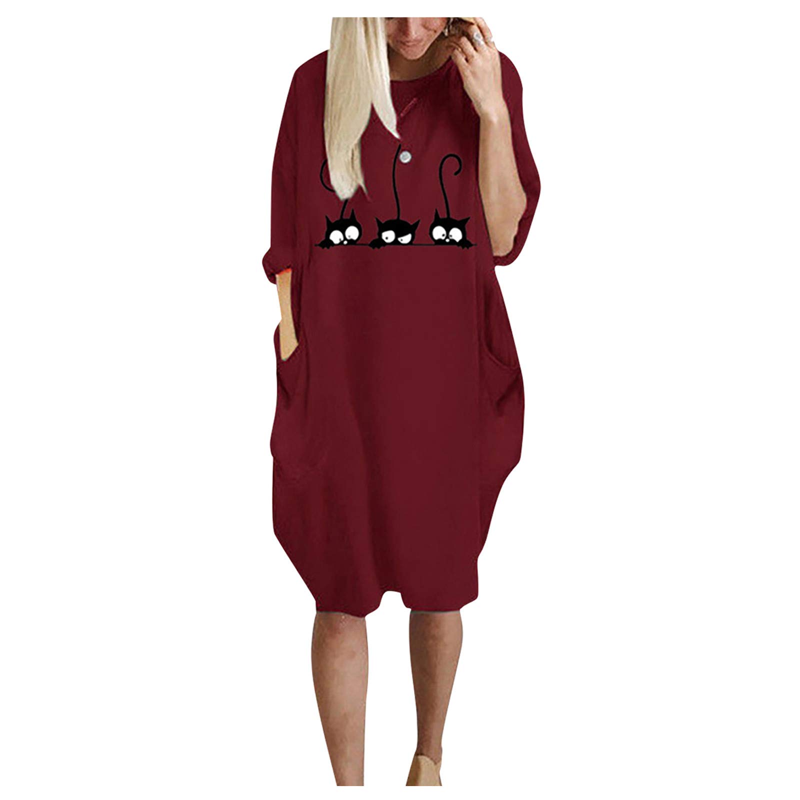 BIBOKAOKE Women's Oversized Long Sleeve Jumper Dress with Pockets - Baggy Mini Dress for Casual Wear, Plus Size Ladies Fashion - Perfect for Daily Outfits, Street Style & Weekend Outings