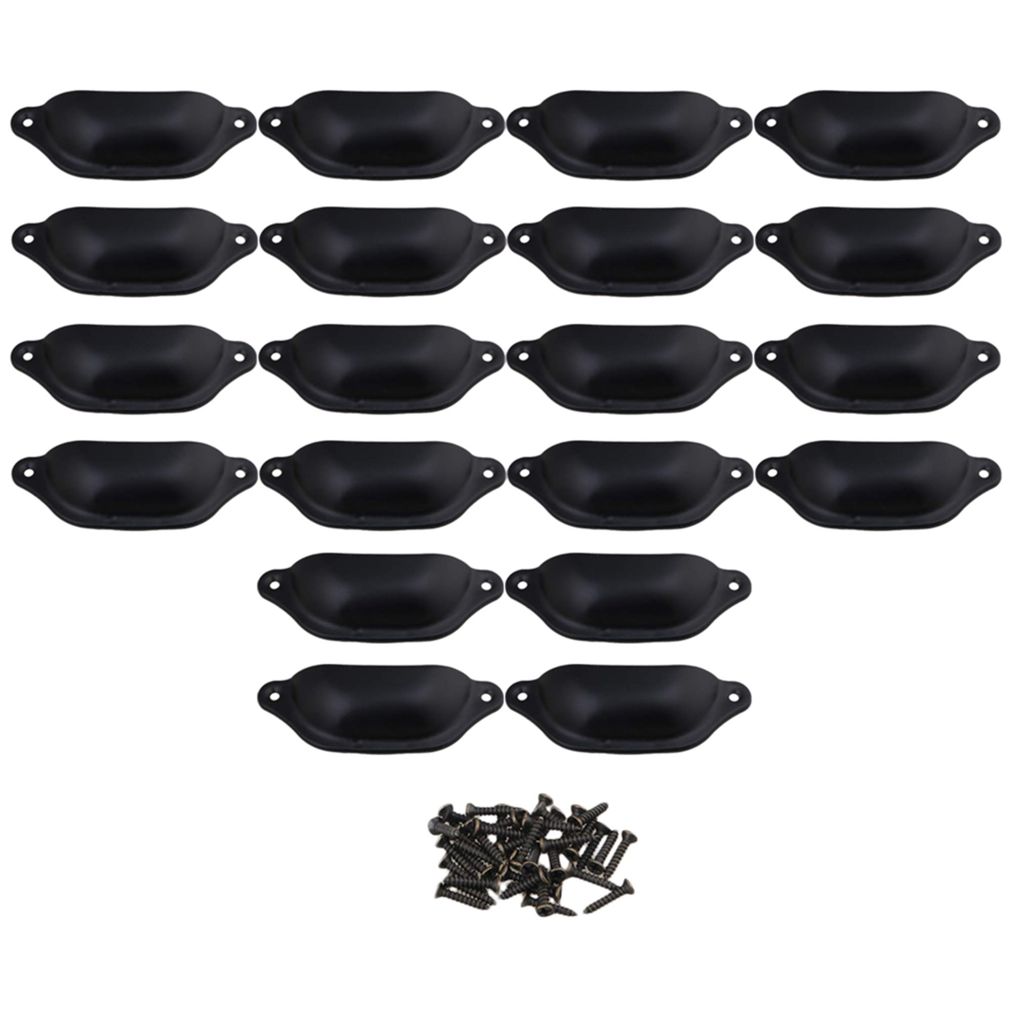 Vintage Black Shell Shape Cabinet Drawer Pulls and Knobs with Screws - Pack of 20 - Decorative Hardware for Kitchen, Bathroom, Dresser & Furniture Restoration