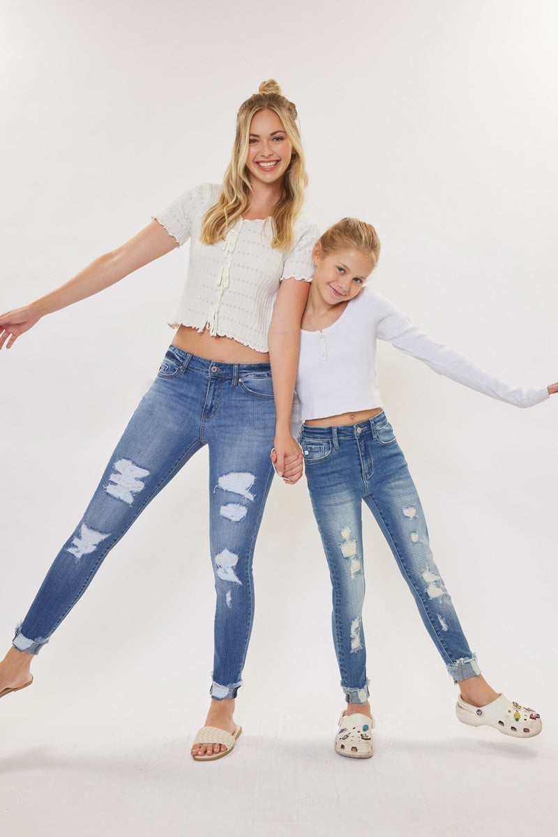Cole High Rise Ankle Skinny Jeans for Kids - Stretch Denim Pants for Girls & Boys - Comfortable School & Play Outfit