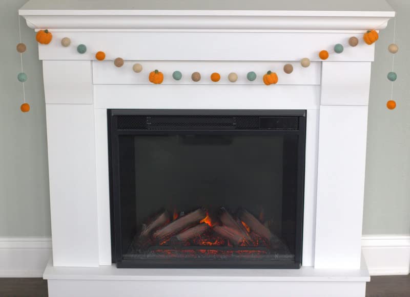 Orange Teal Felt Pumpkin Garland - 1