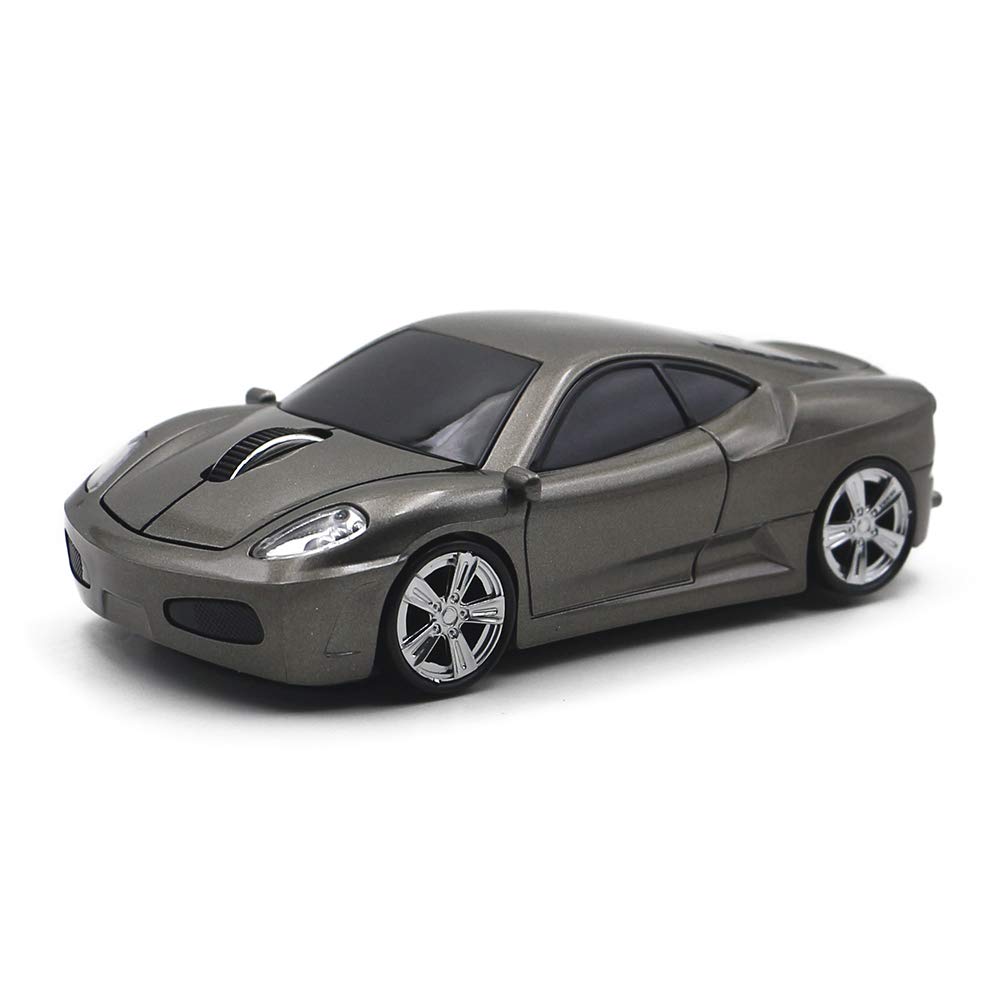 Wireless Gaming Mouse for PC, Laptop, Mac - Ergonomic Optical Sports Car Design with Silent Click (Grey) - Perfect for Office Work, Gaming, and Home Use