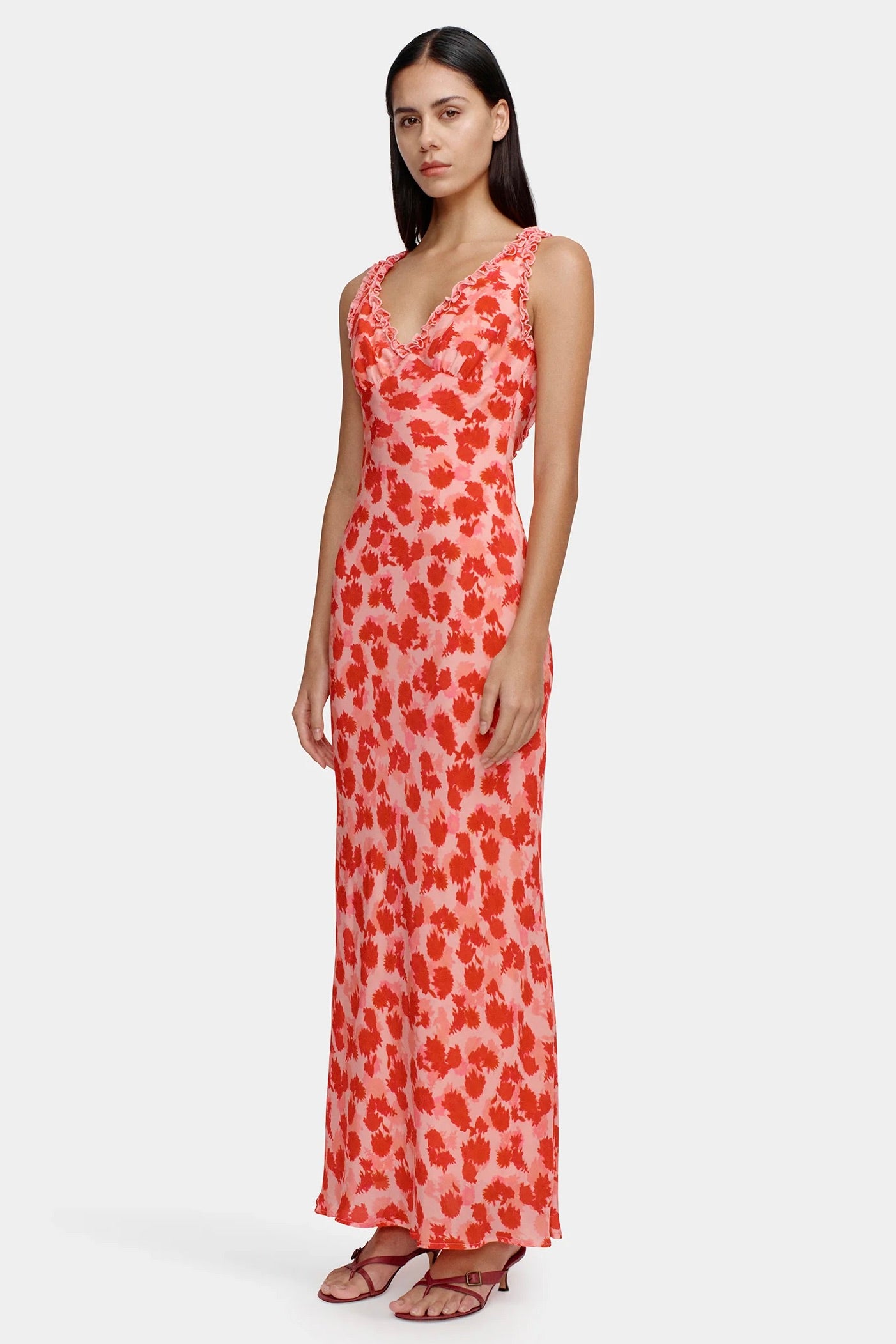Bella Strawberry Fields Backless Maxi Dress - Floral Summer Beach Dress for Women, Perfect for Vacations, Weddings & Outdoor Parties